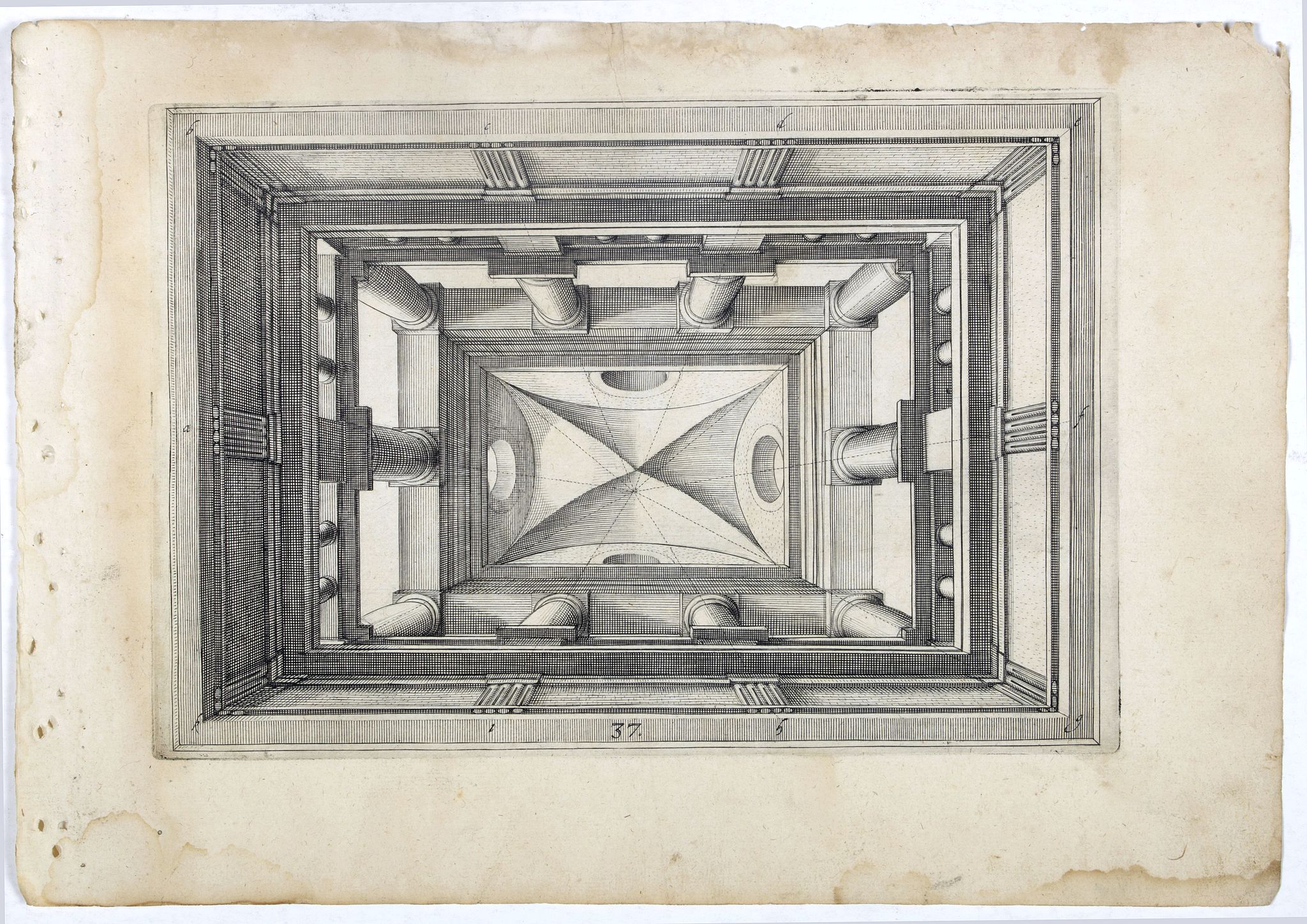 VREDEMAN DE VRIES, J. / HONDIUS, H., Perspective print by Vredeman de Vries. 37., antique map, old maps