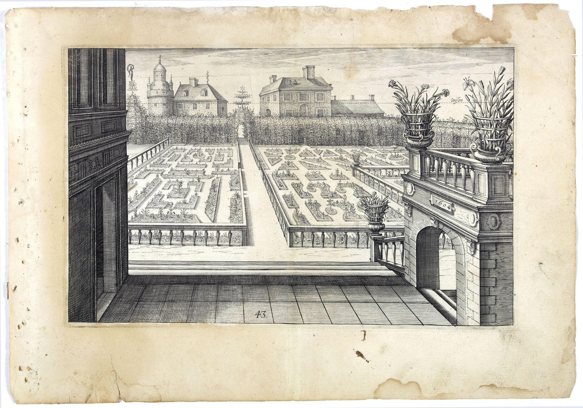 VREDEMAN DE VRIES, J. / HONDIUS, H., Perspective print by Vredeman de Vries. 43., antique map, old maps