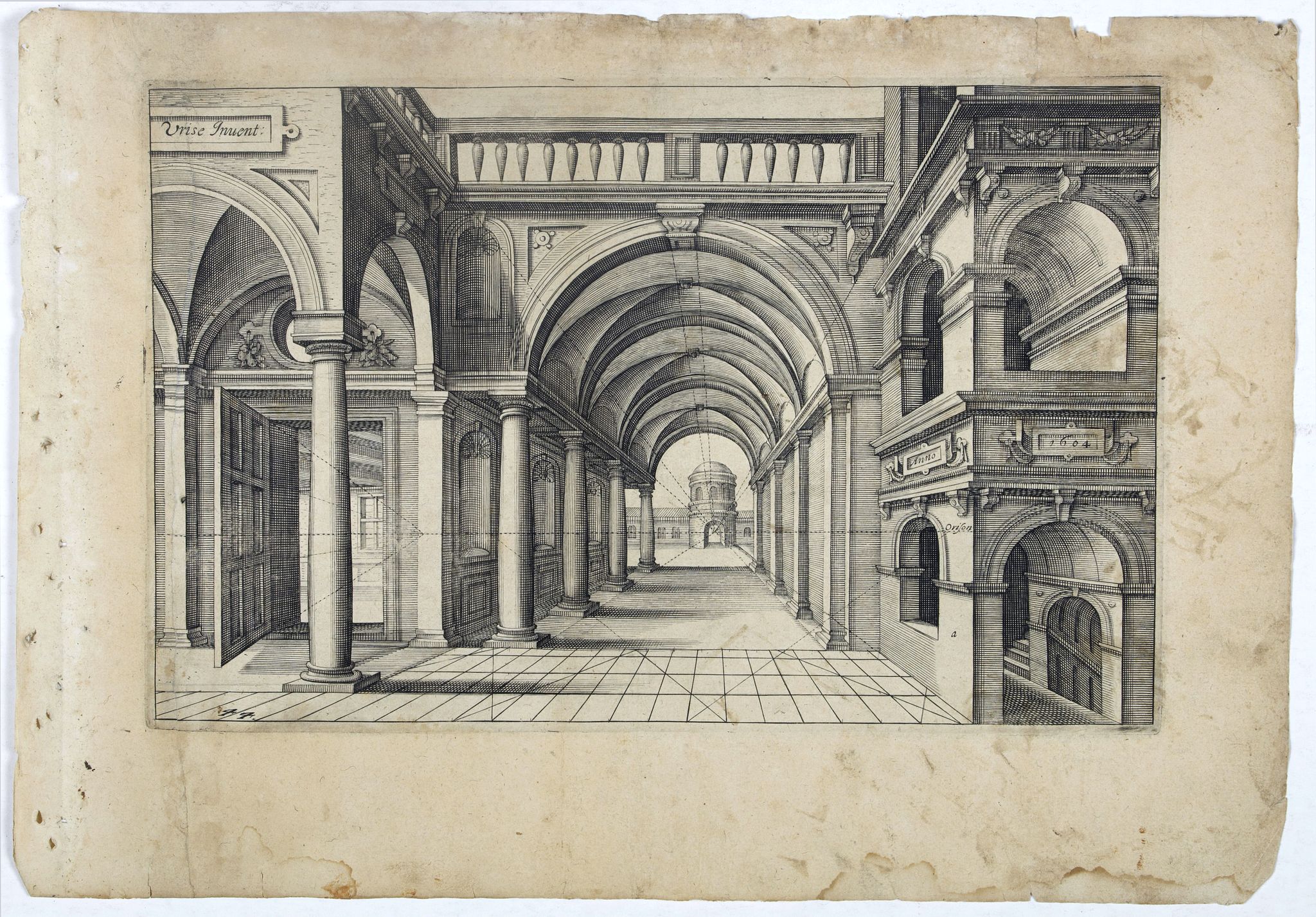 VREDEMAN DE VRIES, J. / HONDIUS, H., Perspective print by Vredeman de Vries. 44., antique map, old maps