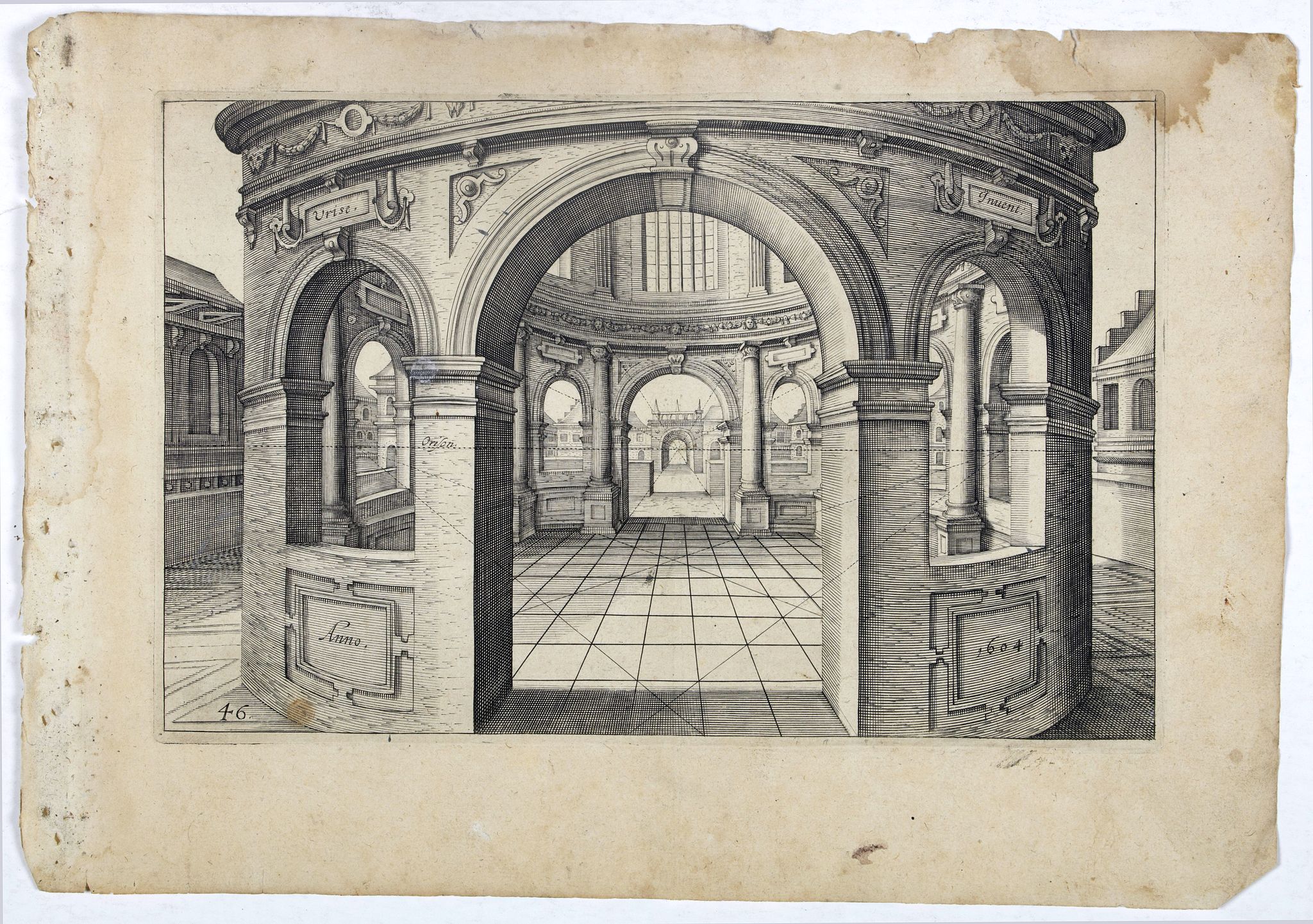 VREDEMAN DE VRIES, J. / HONDIUS, H., Perspective print by Vredeman de Vries. 46., antique map, old maps
