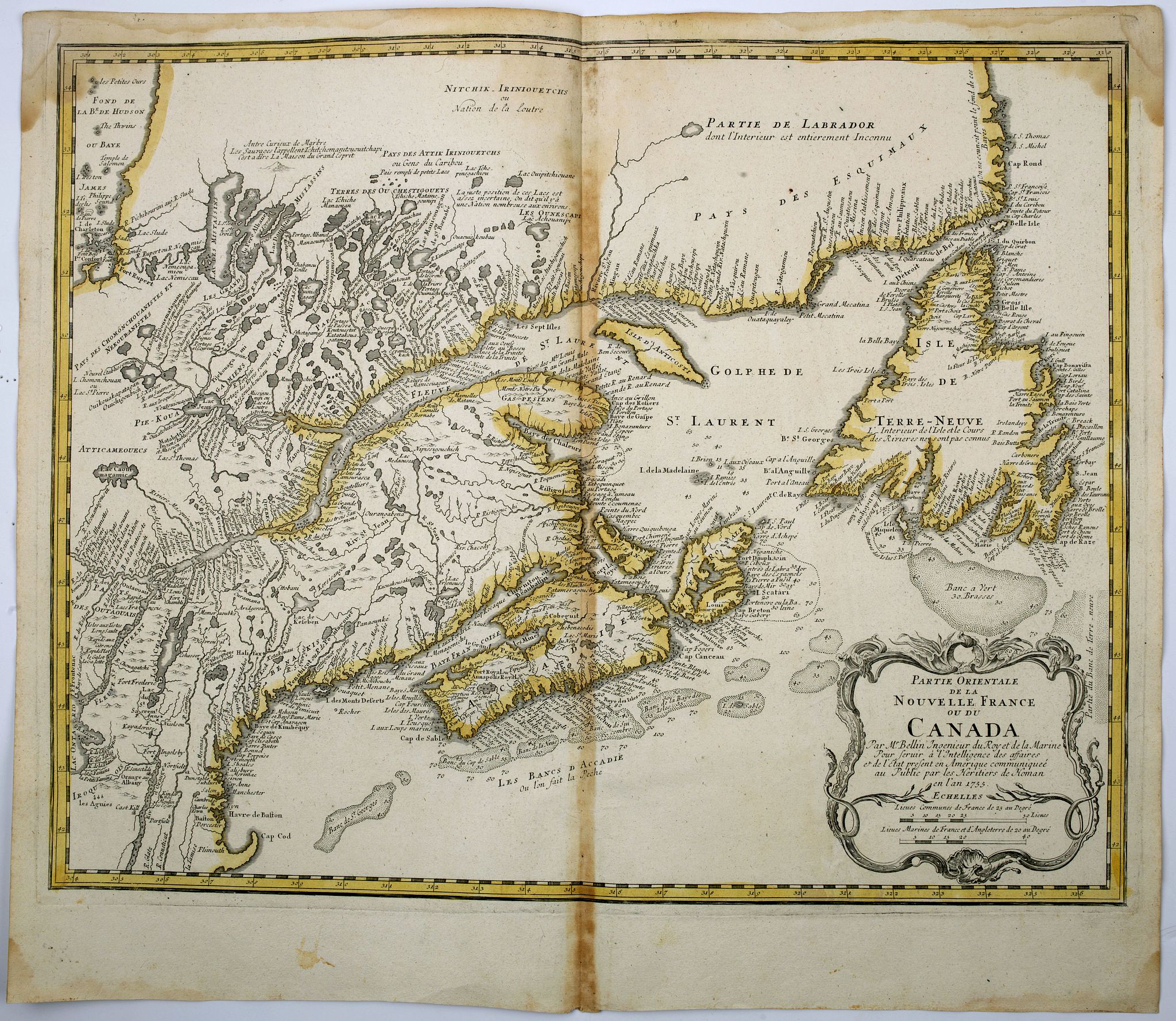 BELLIN, J.N. / HOMAN, J.B., Partie orientale de la Nouvelle France ou du Canada., antique map, old maps