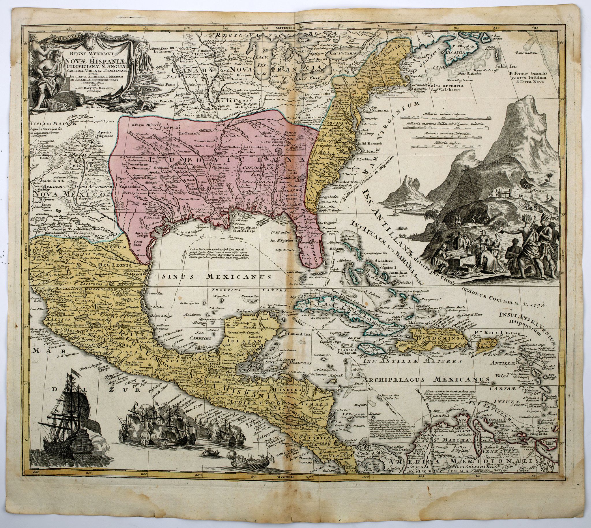HOMANN, J.B., Regni Mexicani seu Novae Hispaniae, Floridae, Novae .., antique map, old maps