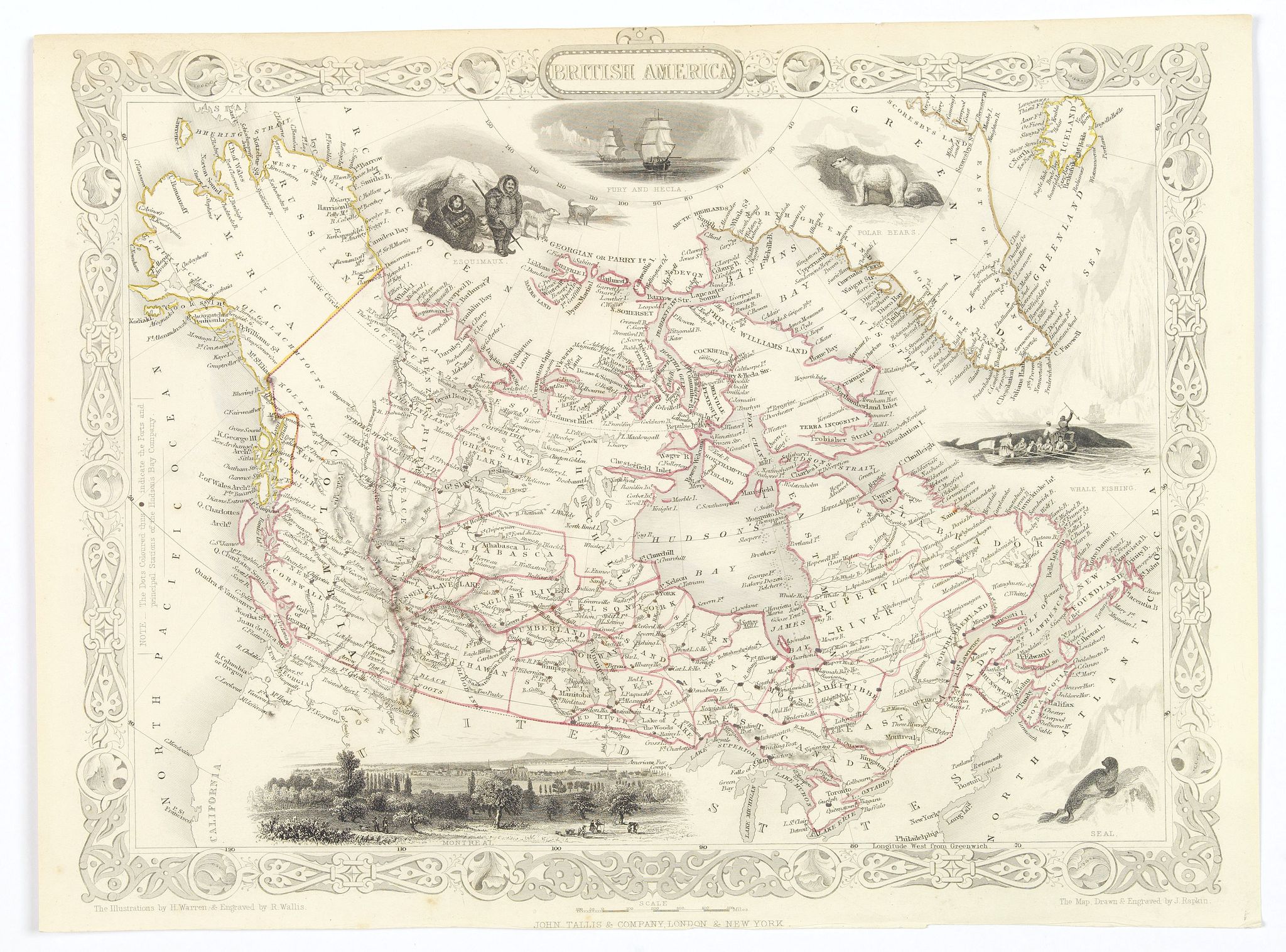 TALLIS, John., British America., antique map, old maps