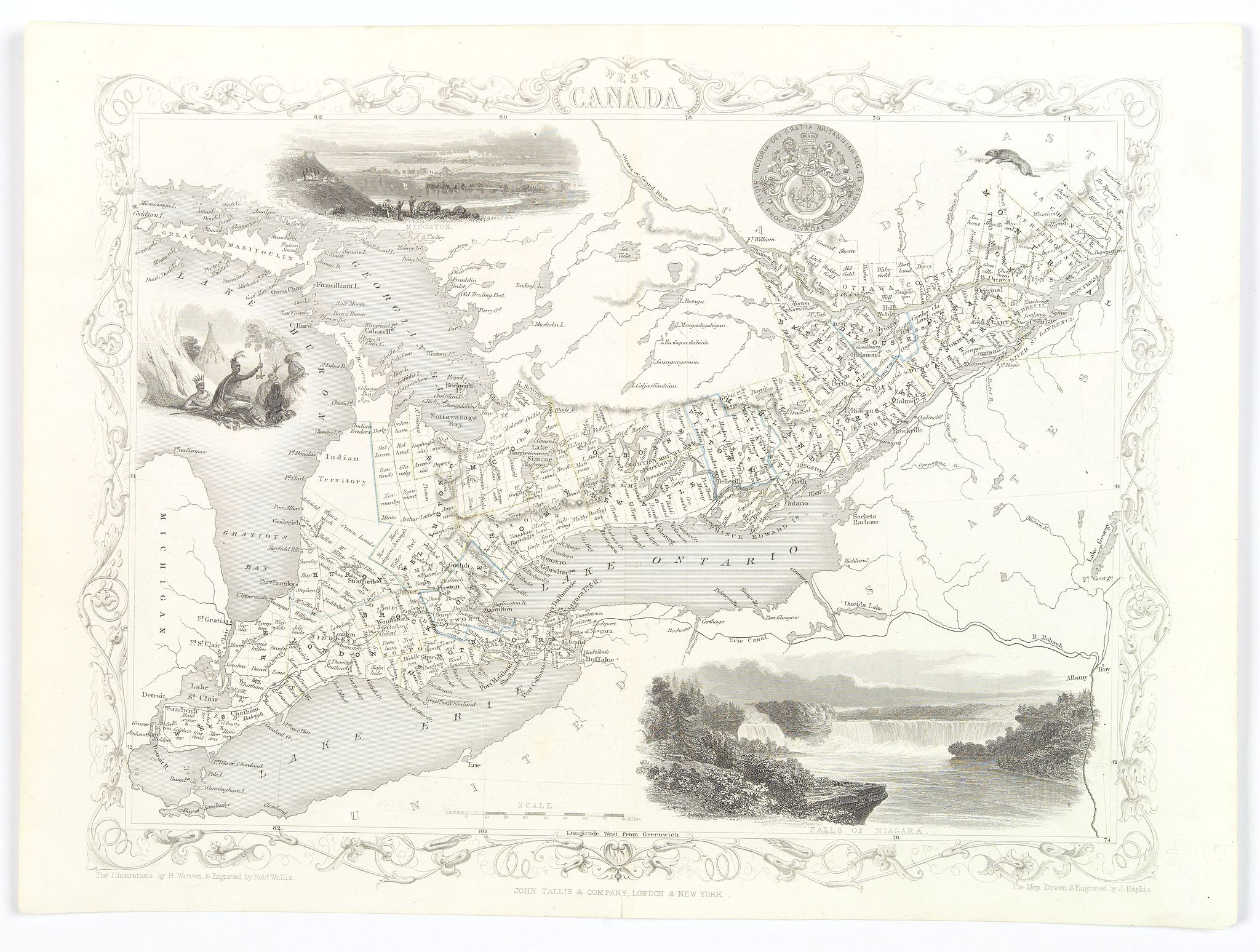 TALLIS, John., West Canada., antique map, old maps