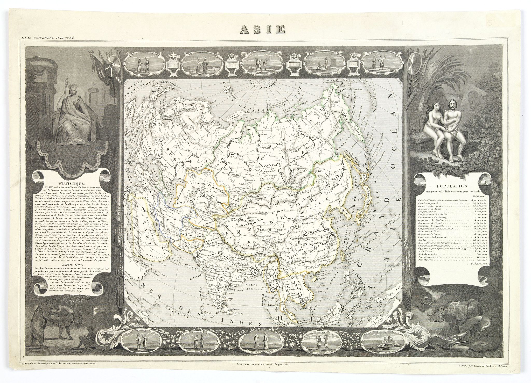 LEVASSEUR,V., Asie, antique map, old maps