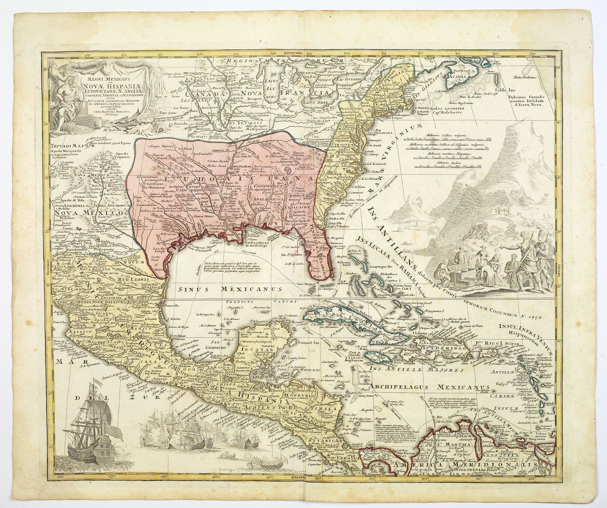 HOMANN, J.B., Regni Mexicani seu Novae Hispaniae, Floridae, Novae .., antique map, old maps