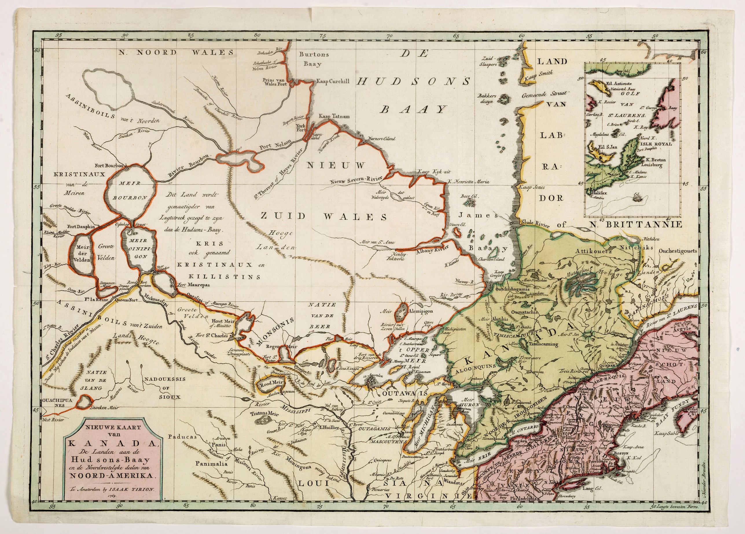 TIRION, I., Nieuwe kaart van Kanada . . ., antique map, old maps
