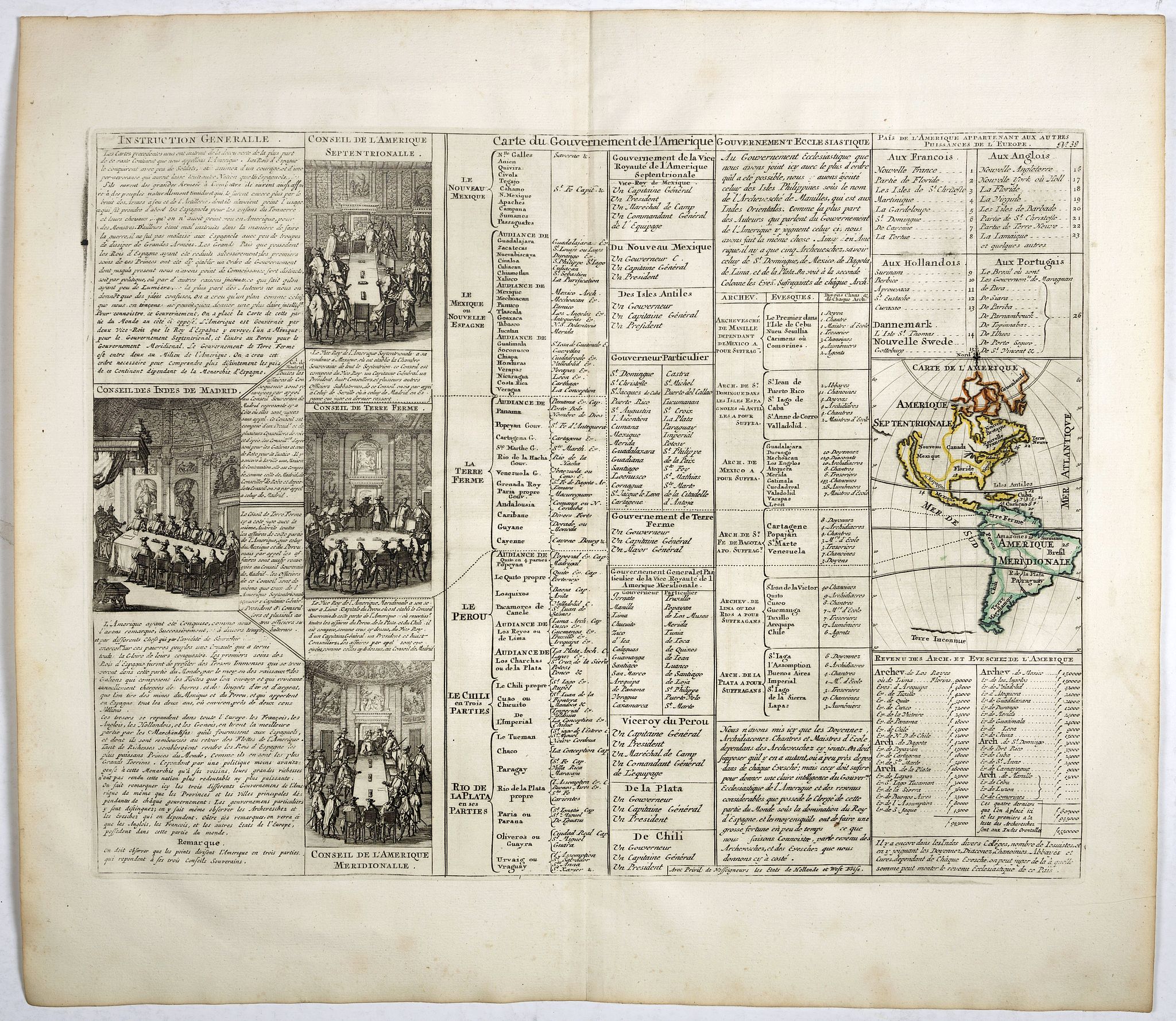 CHATELAIN, H., Carte du gouvernement de l'Amerique., antique map, old maps