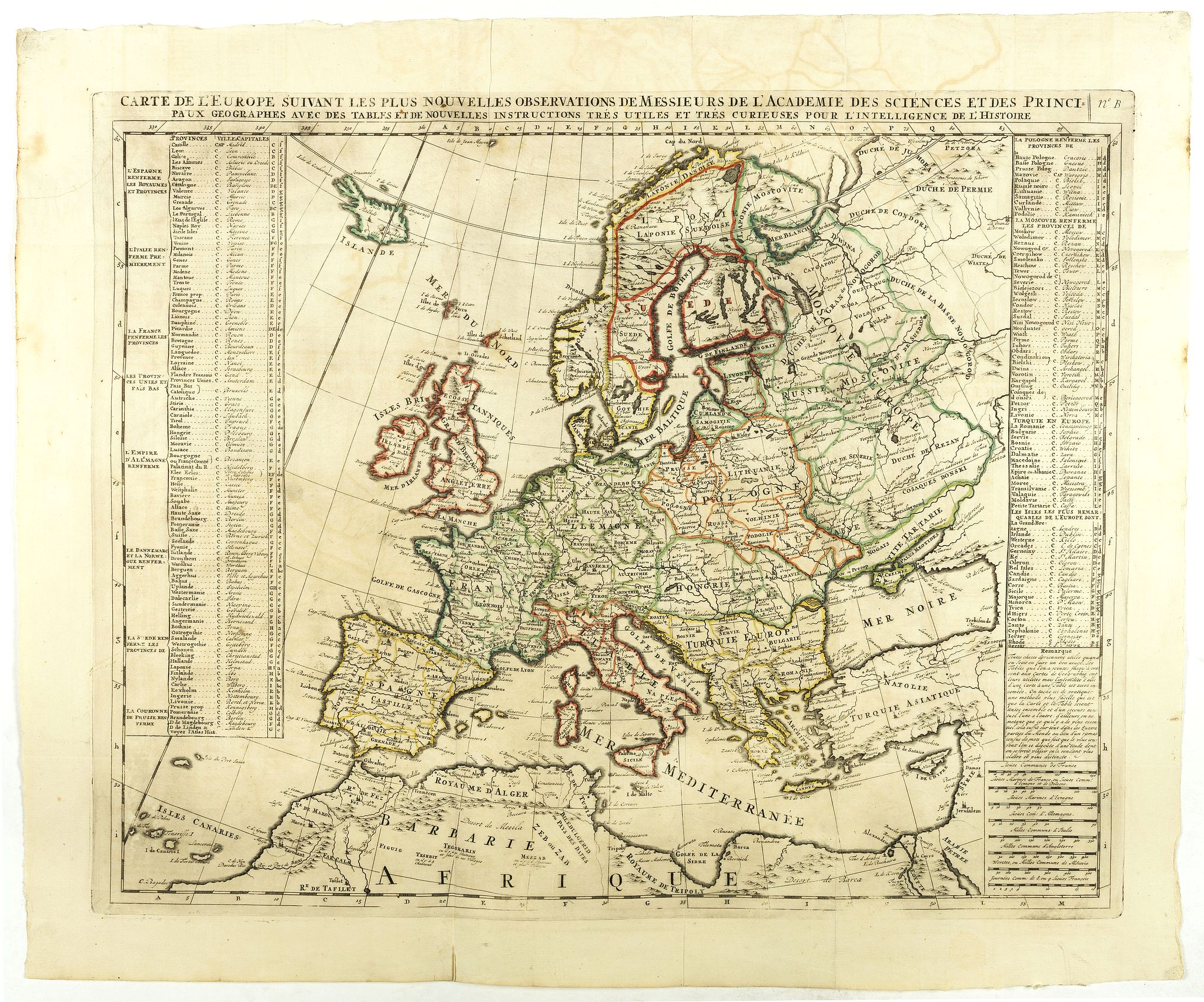 CHATELAIN,H., Carte De L'Europe Suivant Les Plus Nouvelles Observations De Messieurs De L'Academie Des Sciences . . ., antique map, old maps