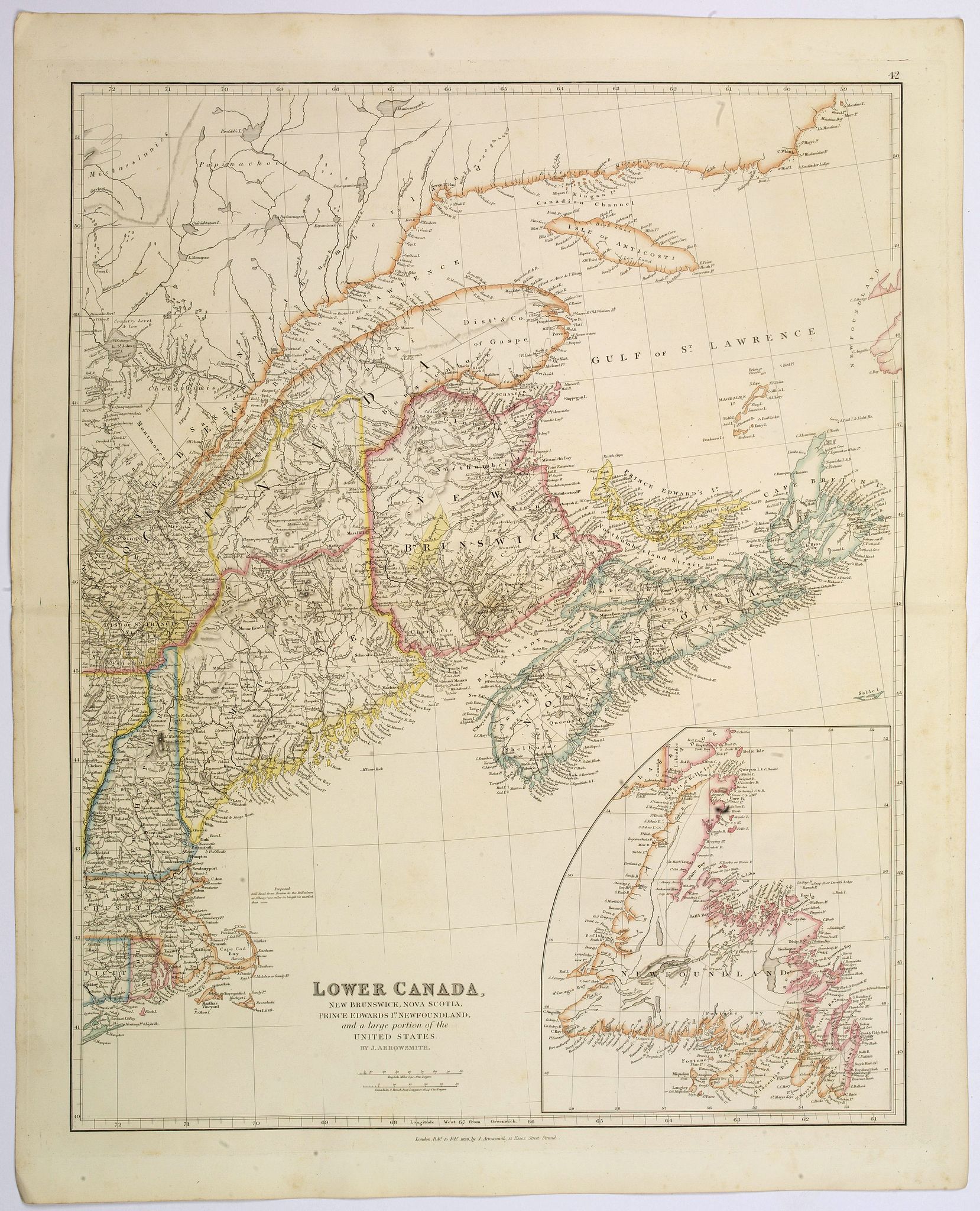 ARROWSMITH, John, Lower Canada, New Brunswick, Nova Scotia, Prince Edward Island. . ., antique map, old maps