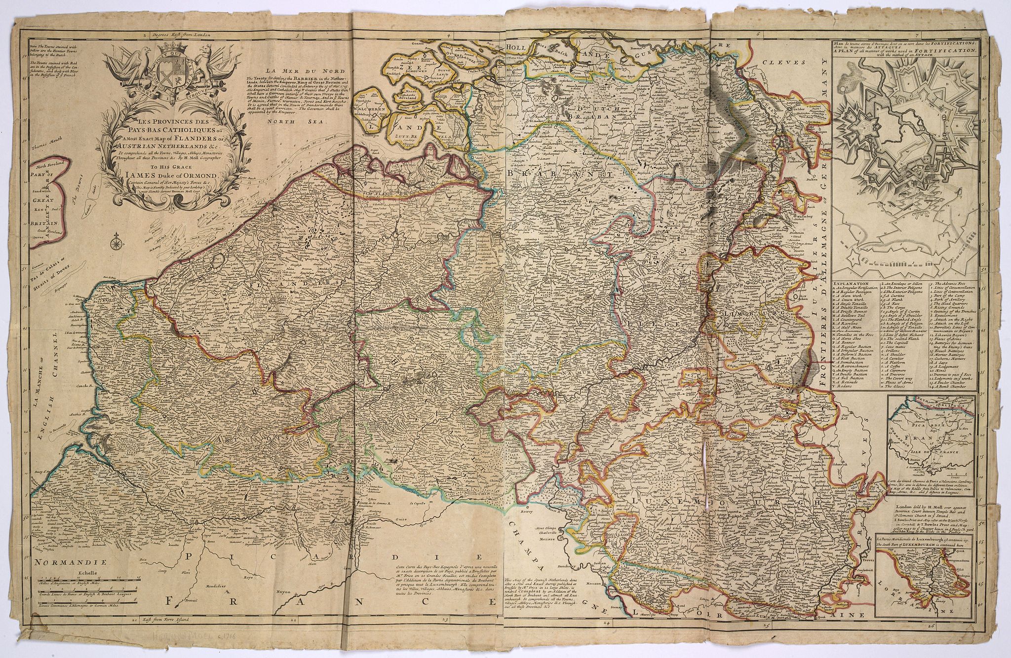 MOLL, Herman., Les Provinces des pays-Bas Catholiques. . ., antique map, old maps
