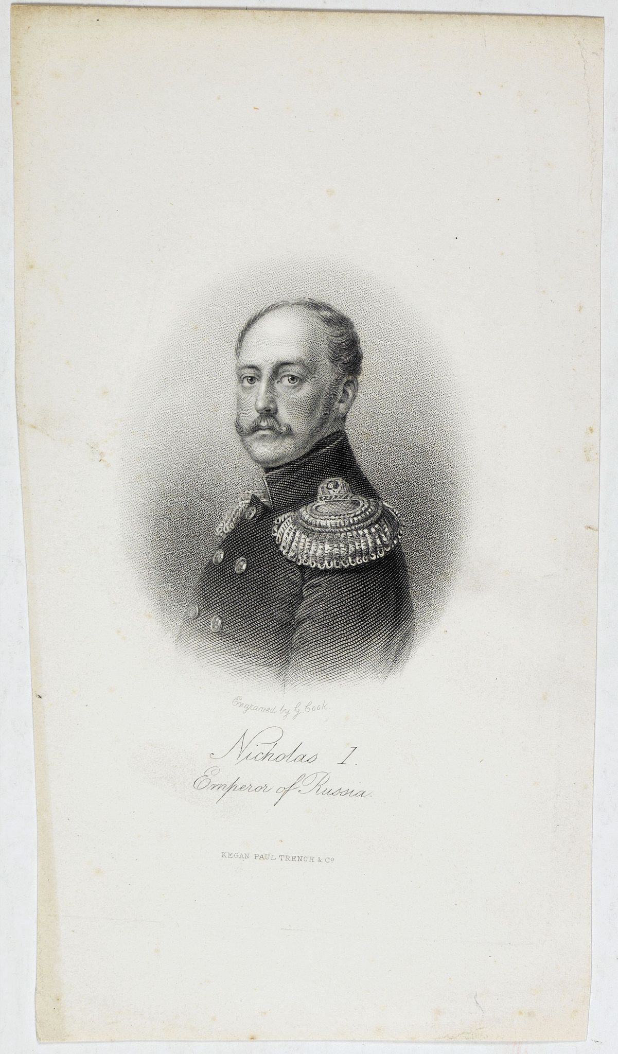 COOK, G., Nicholas I. Emperor of Russia., antique map, old maps
