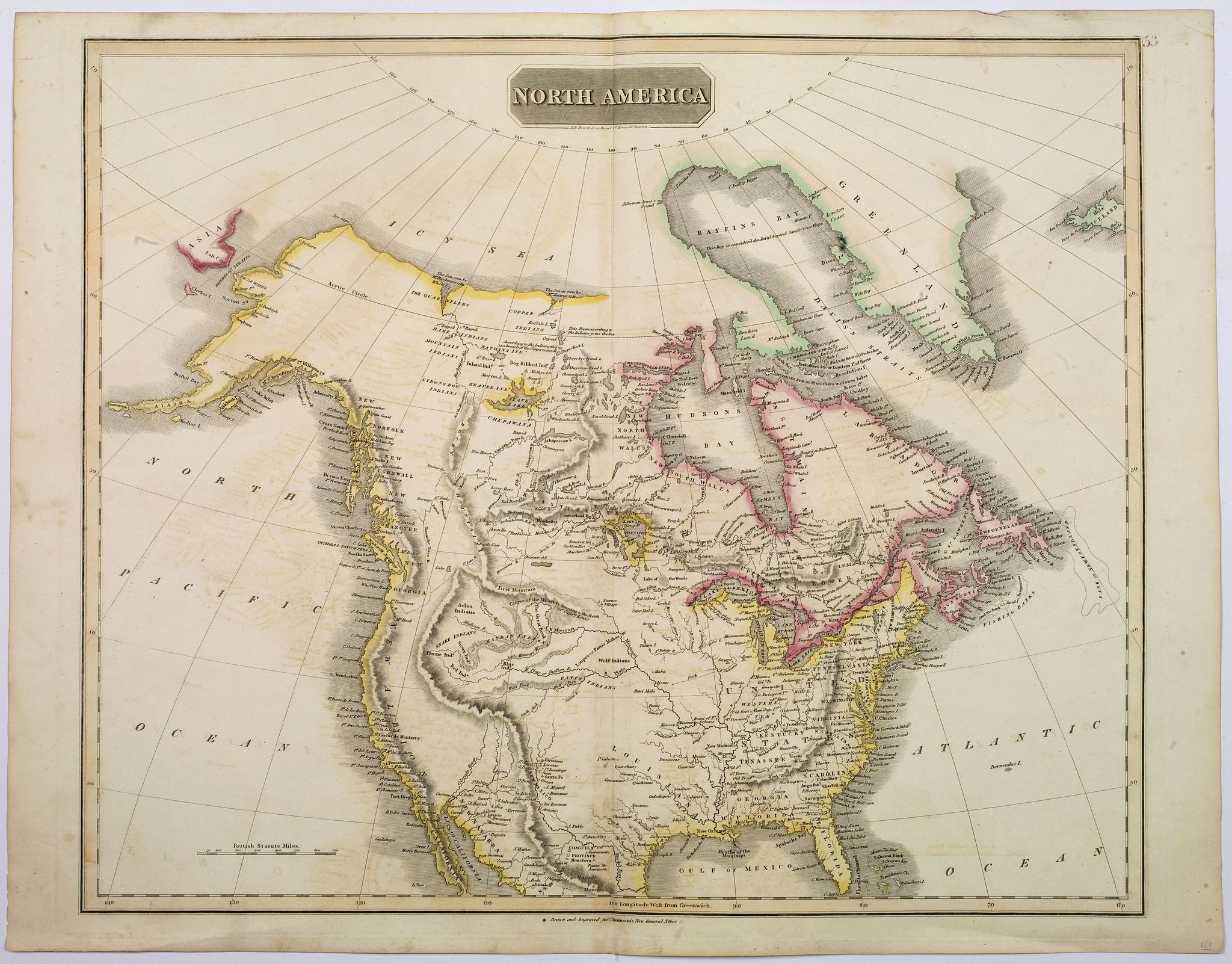 THOMSON, J., North America., antique map, old maps