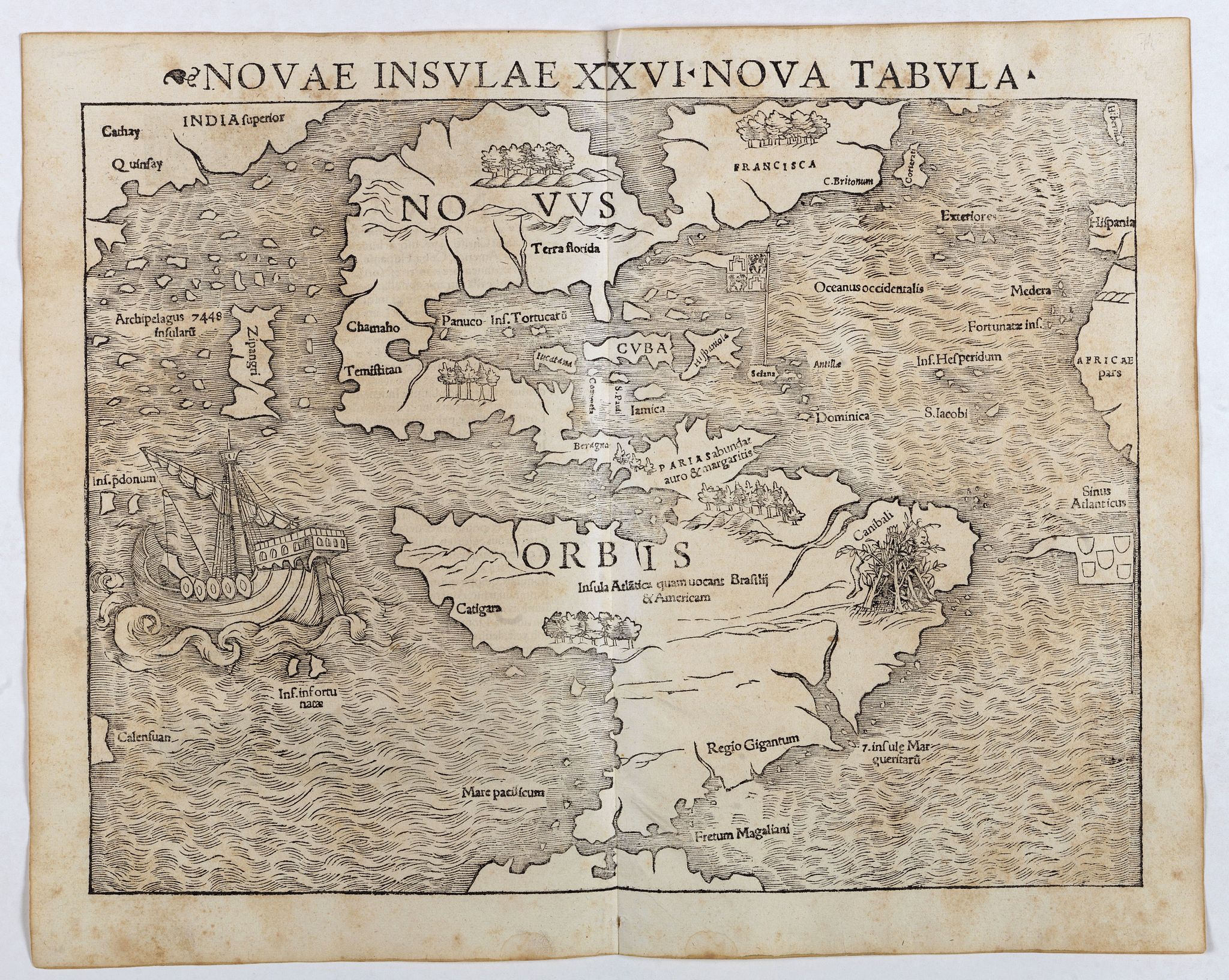 MÜNSTER, S., Novae Insulae XXVI Nova Tabula (America), antique map, old maps