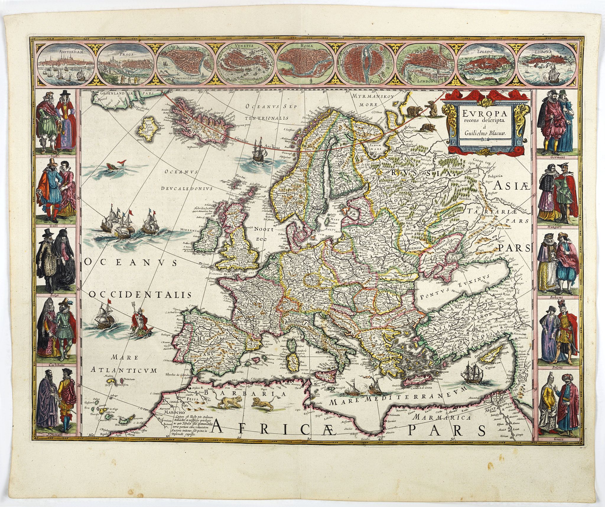 BLAEU, W., Europa recens descripta à Guilielmo Blaeuw., antique map, old maps