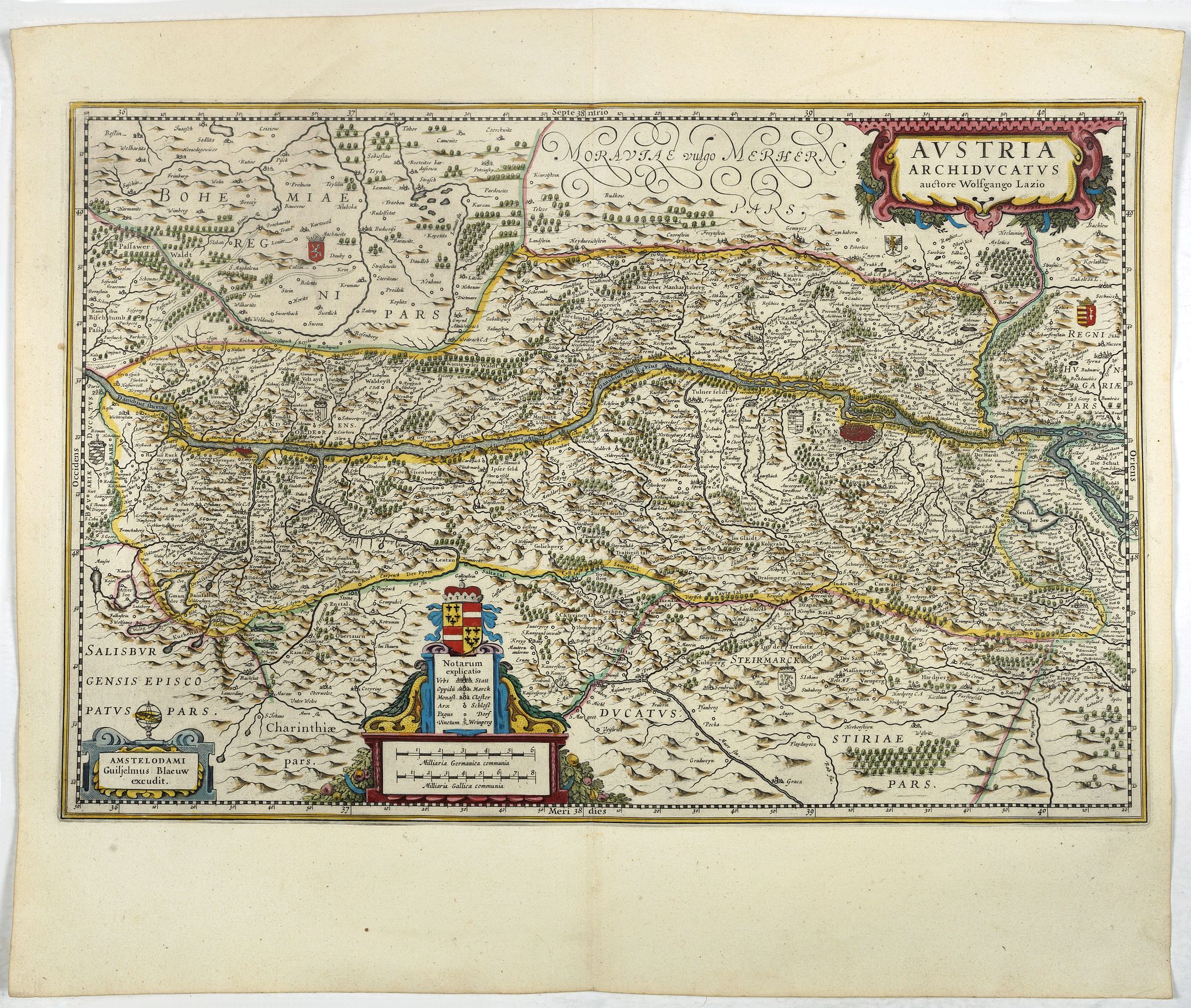 BLAEU, W., Austria Archiducatus., antique map, old maps
