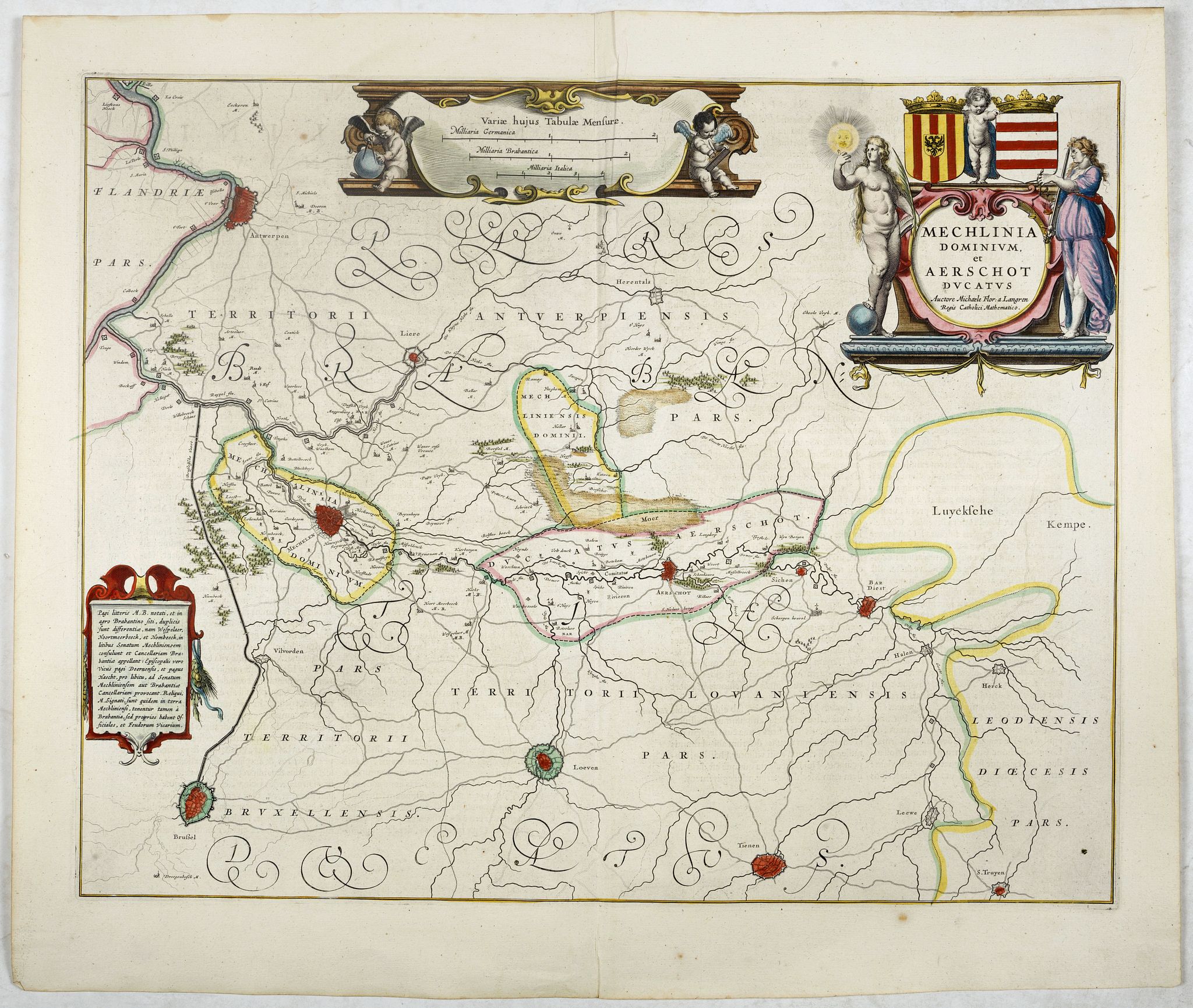 BLAEU, W., Mechlinia Dominium, et Aerschot Ducatus., antique map, old maps