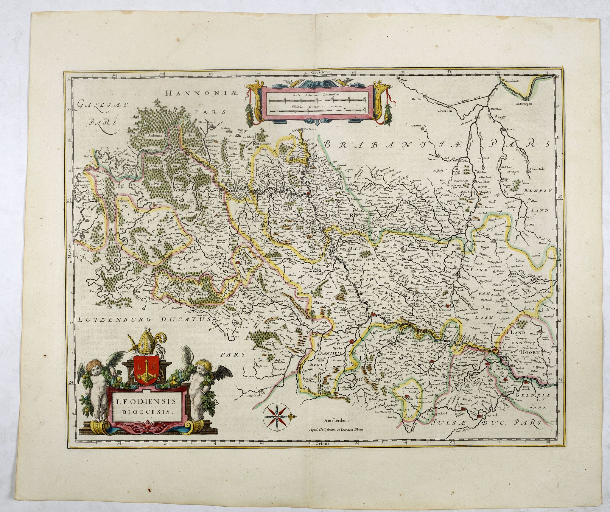 BLAEU, W., Leodiensis dioecesis., antique map, old maps
