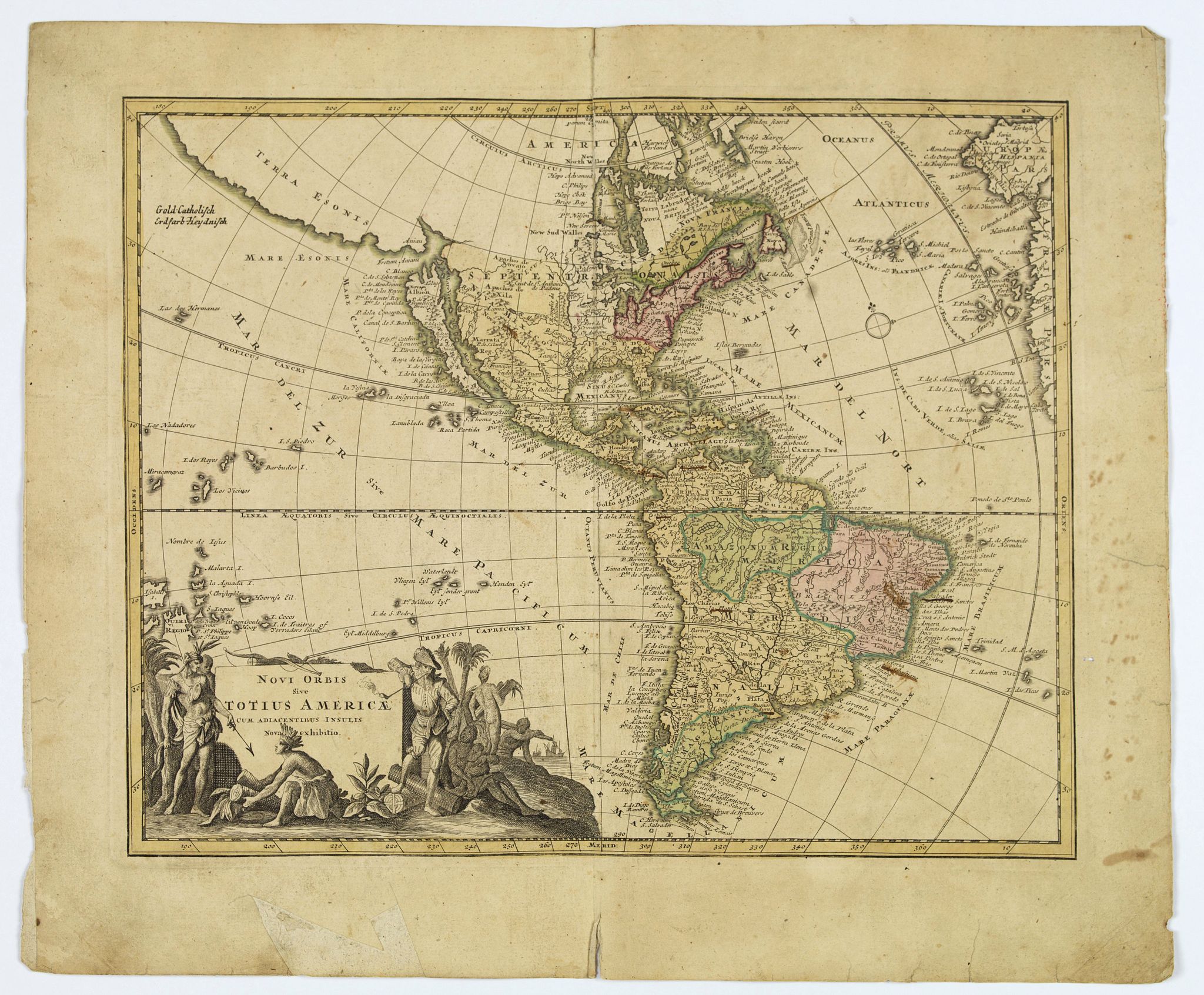 WEIGEL, Johann Christoph., Novi Orbis sive Totius Americae cum adiacentibus Insulis. . ., antique map, old maps