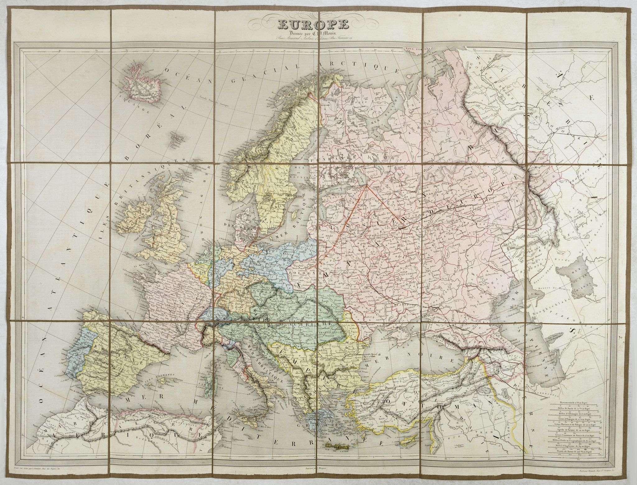 MONIN, C.V., EUROPE Dressée par C.V. Monin., antique map, old maps