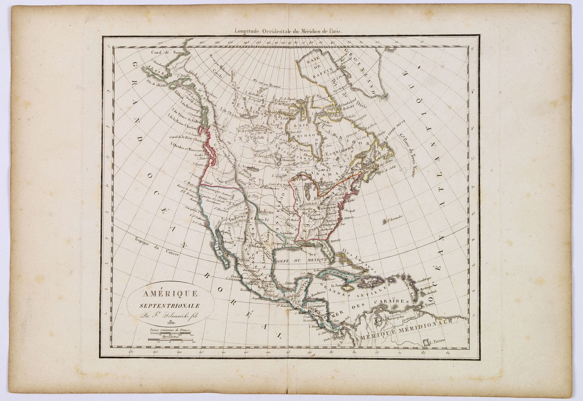 DELAMARCHE., Amérique septentrionale., antique map, old maps