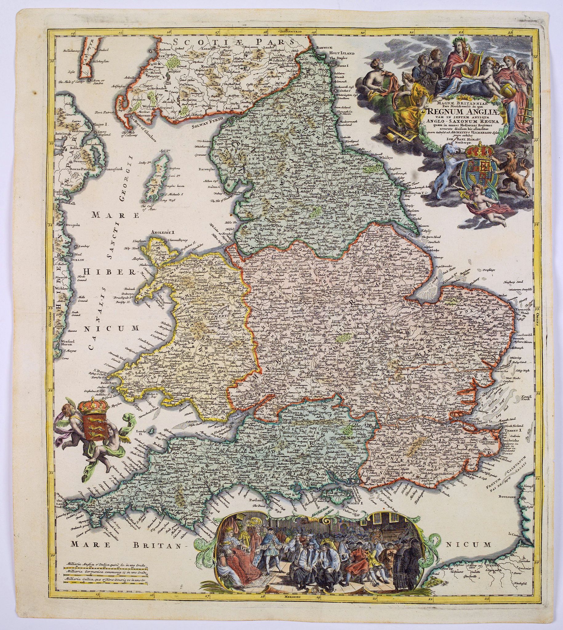HOMANN, J.B., Magnae Britanniae..Regnum Angliae. . ., antique map, old maps