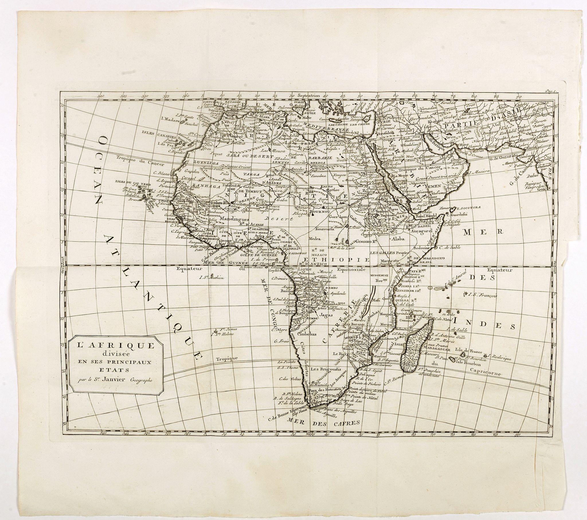 BELLIN, J.N. / ARKSTEE / MERKUS, L'Afrique divisée en ses principaux etats par le Sr. Janvier Geographe., antique map, old maps