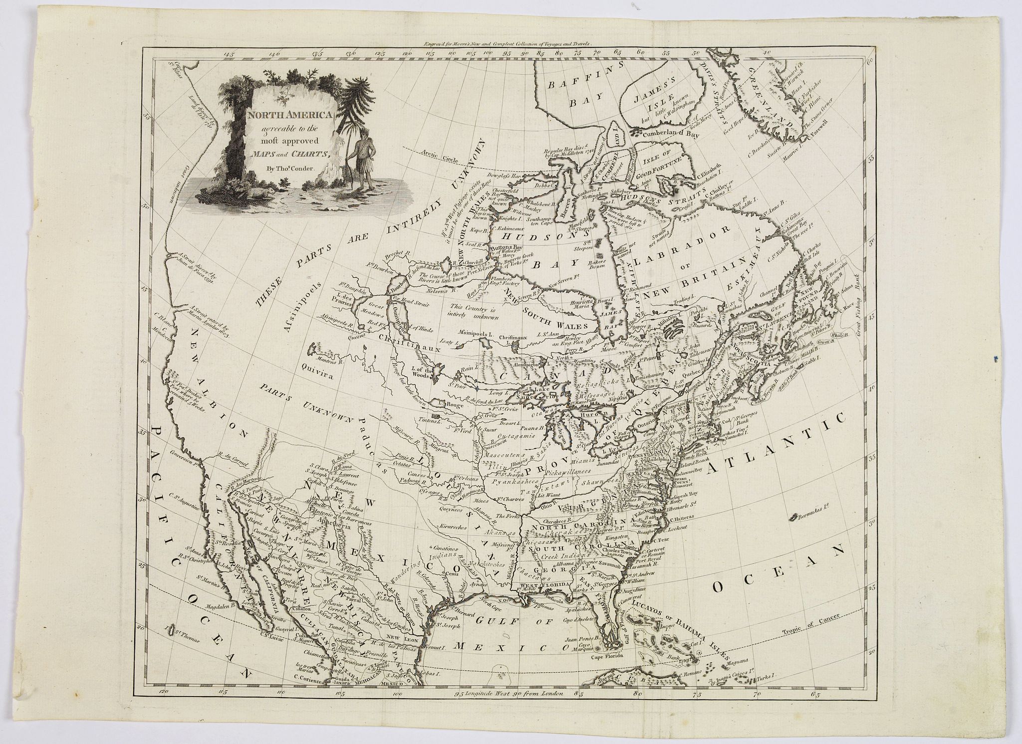 CONDER,Thomas., North America agreeable to the most approved maps and charts. . ., antique map, old maps