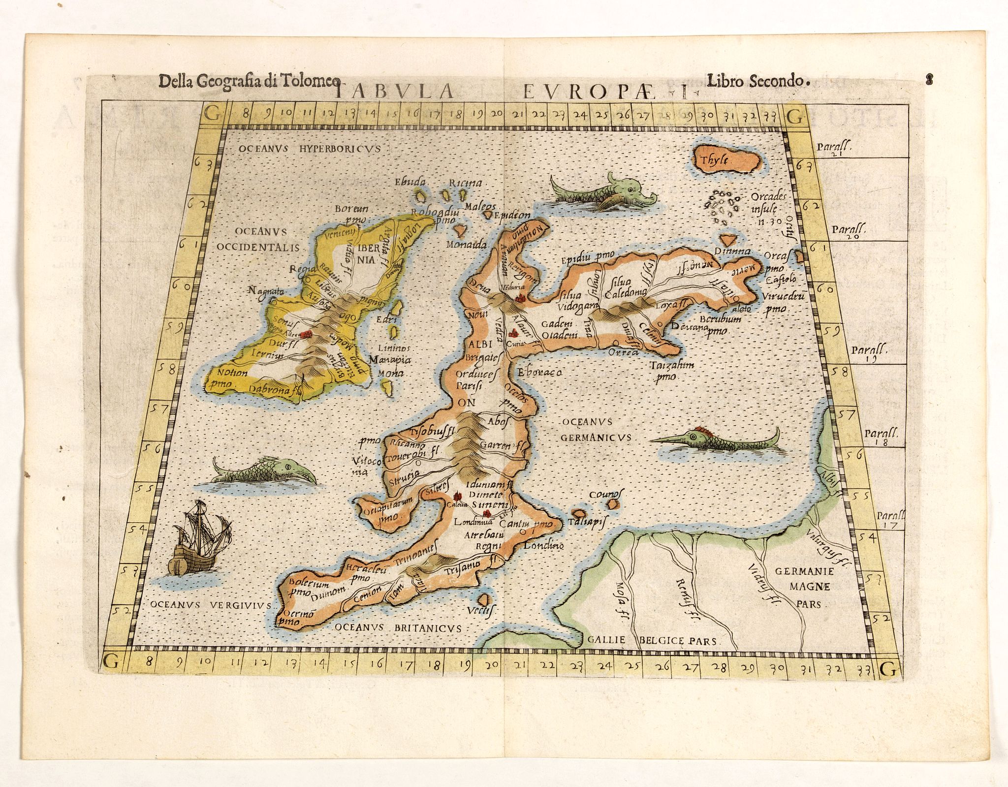 RUSCELLI, G, Tabula Europae I (Great Britain)., antique map, old maps