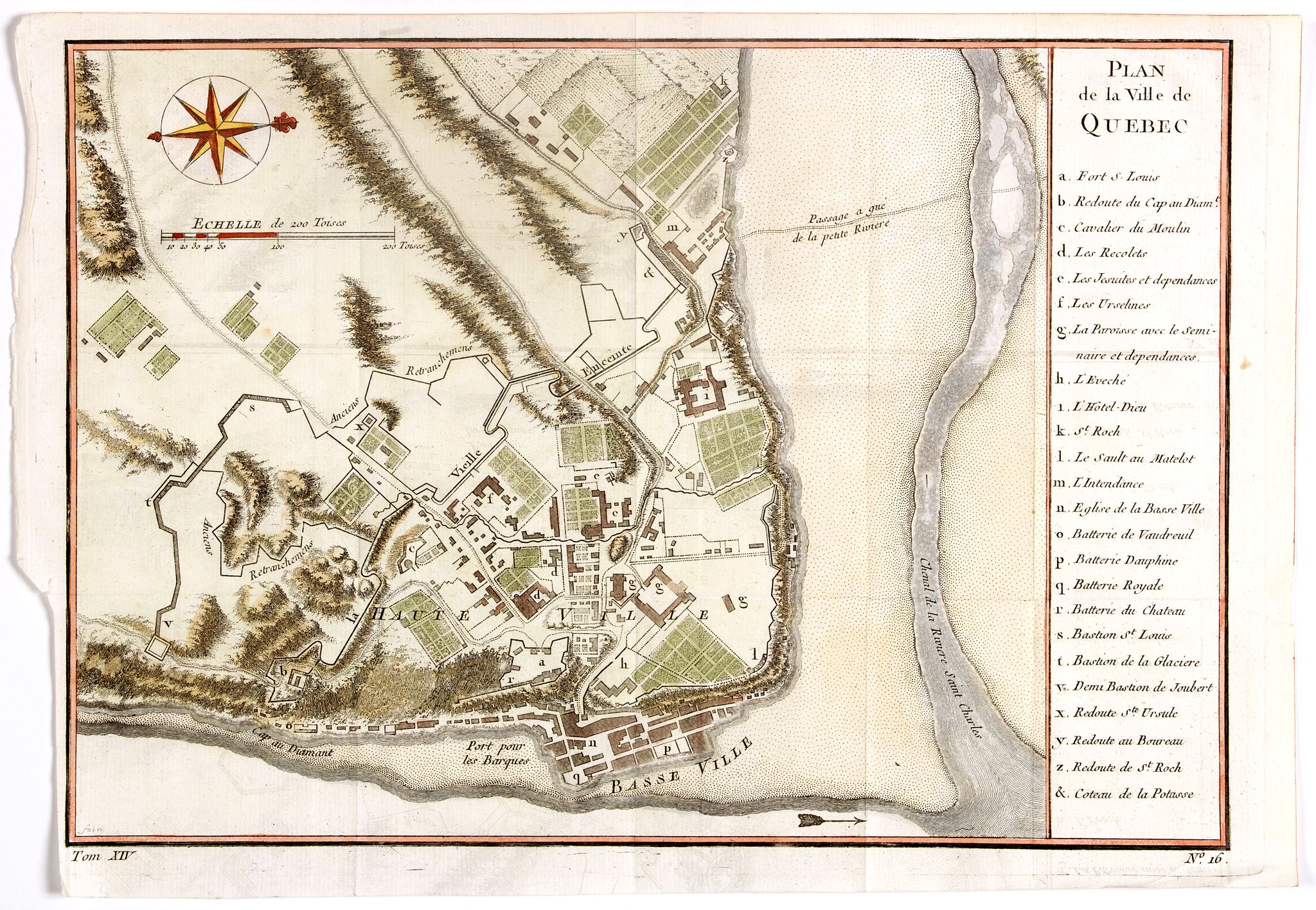 BELLIN, J. N., Plan de la Ville de Quebec., antique map, old maps