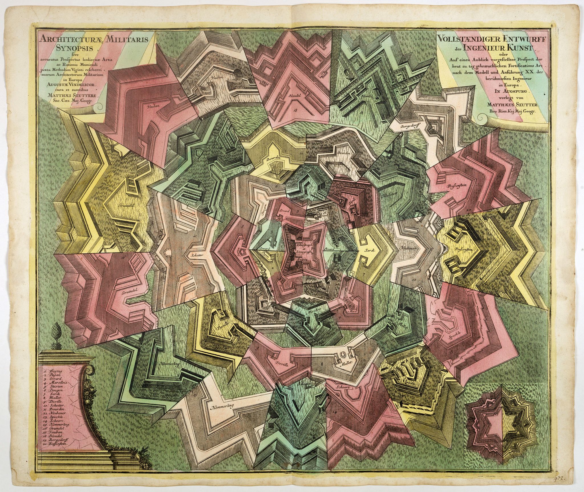 SEUTTER, M., Architecturae Militaris Synopsis, ... / Vollstaendiger Entwurff der Ingenieur Kunst . . ., antique map, old maps
