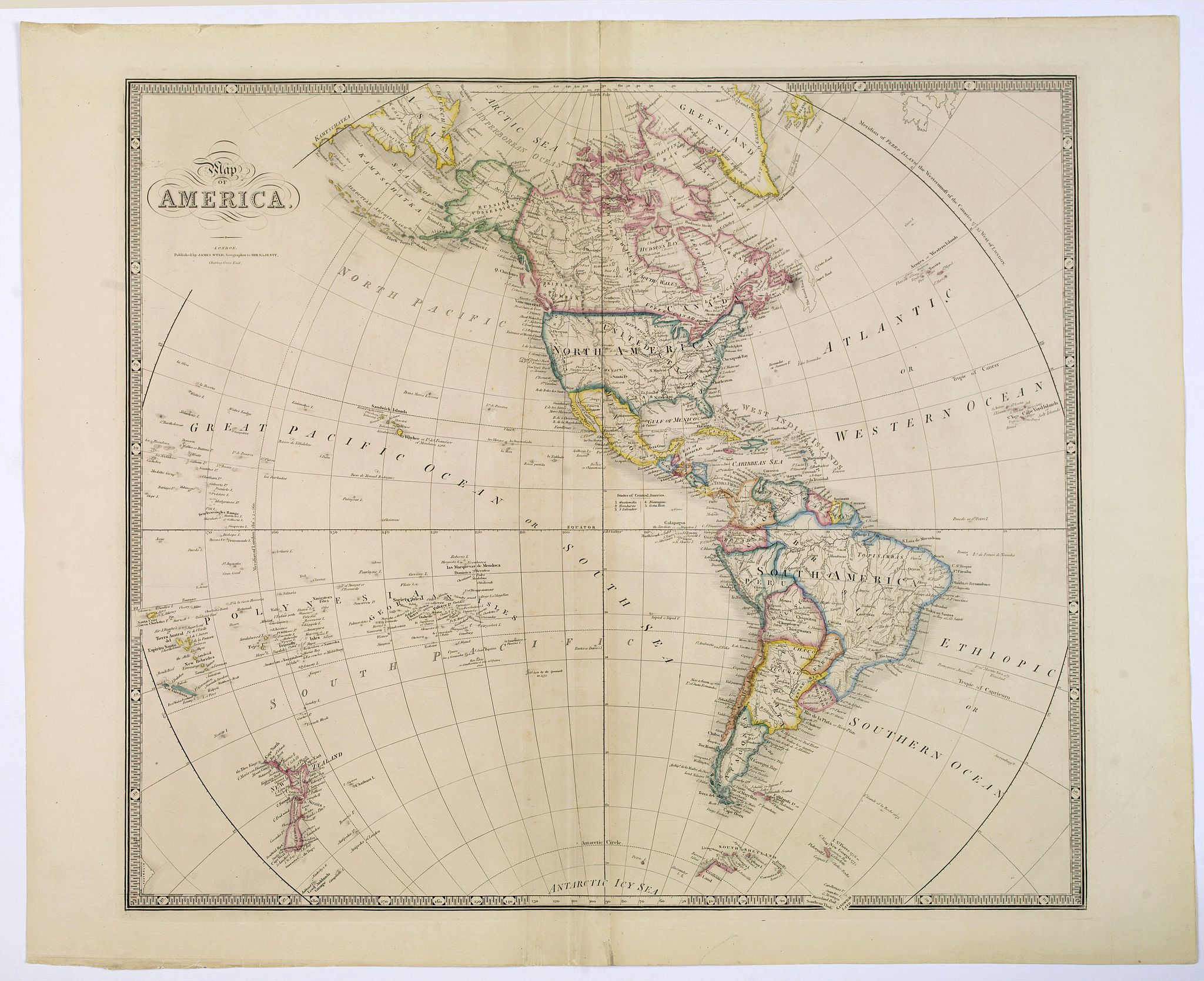 WYLD, James., Map of America., antique map, old maps