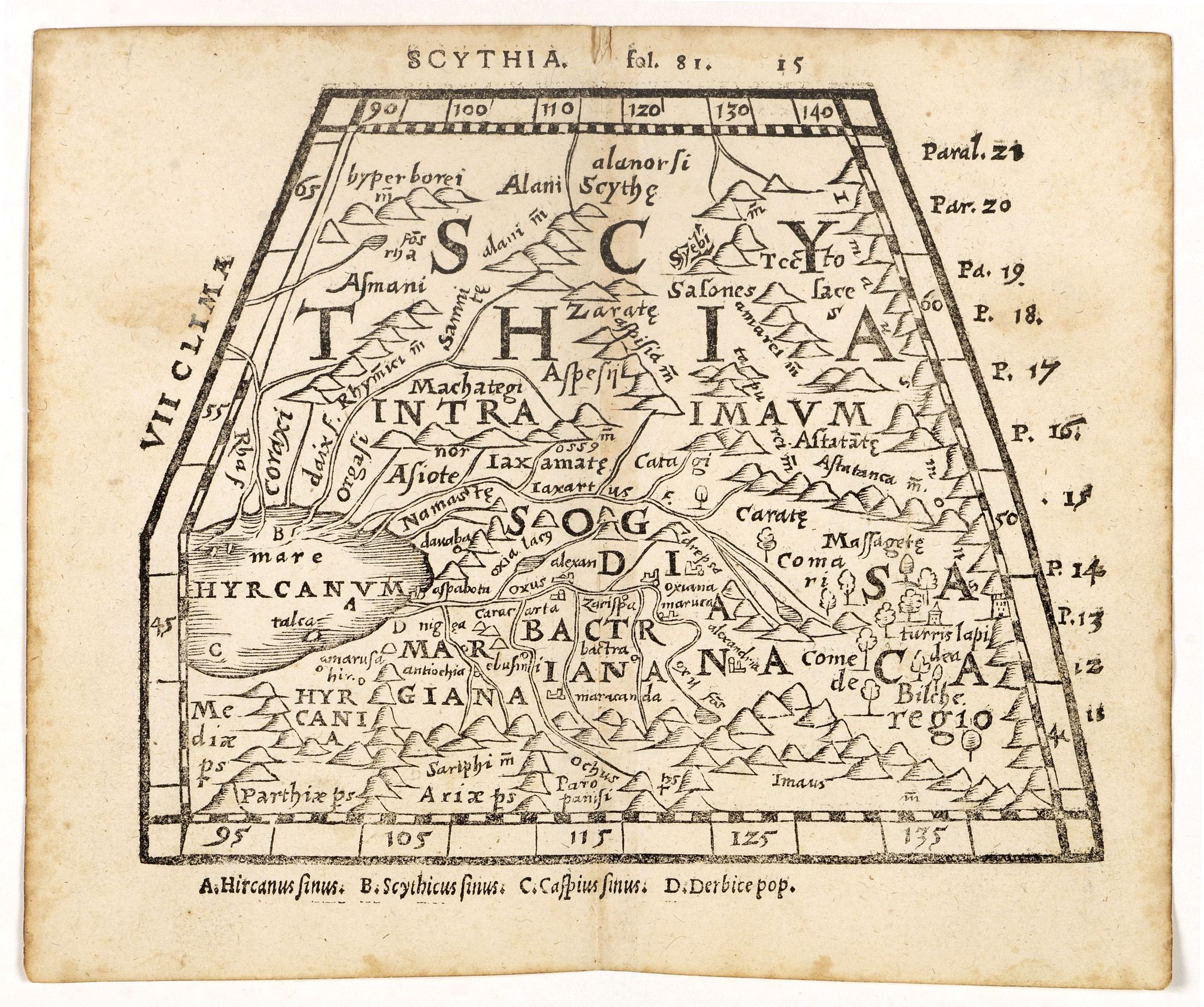 HONTER, J., Scythia., antique map, old maps