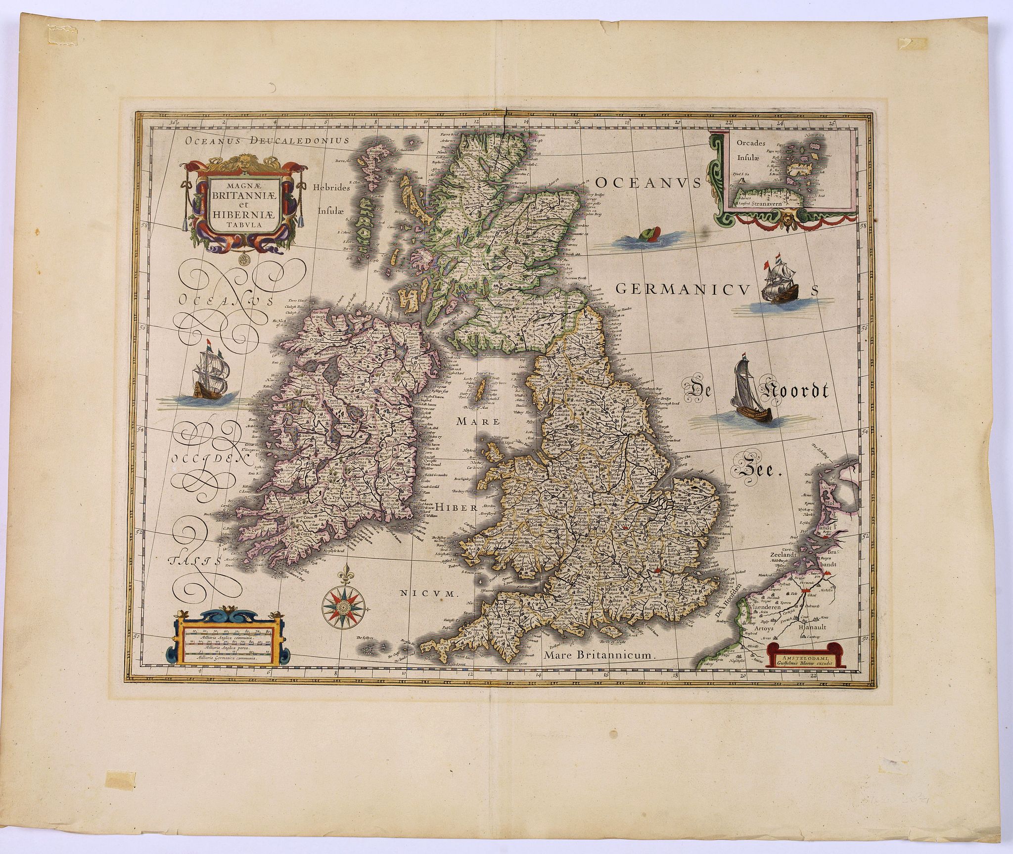 BLAEU, J., Magnae Britanniae et Hiberniae Tabula., antique map, old maps