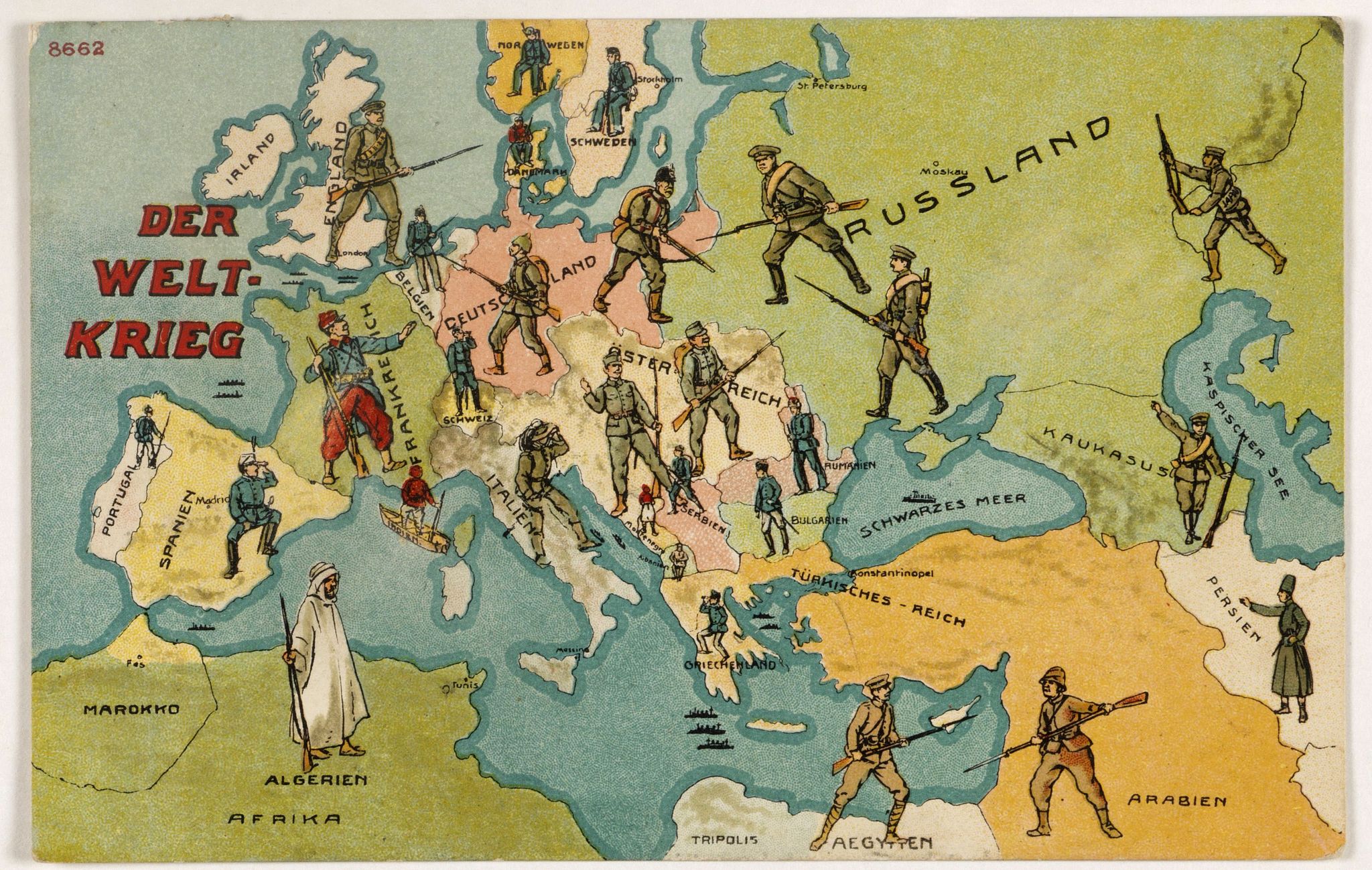ANONYMOUS, Der Weltkrieg. World War I post card), antique map, old maps