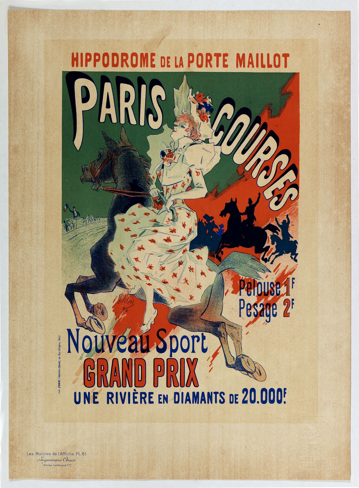 CHERET, J., Hippodrome de la porte Maillot. Paris Courses., antique map, old maps
