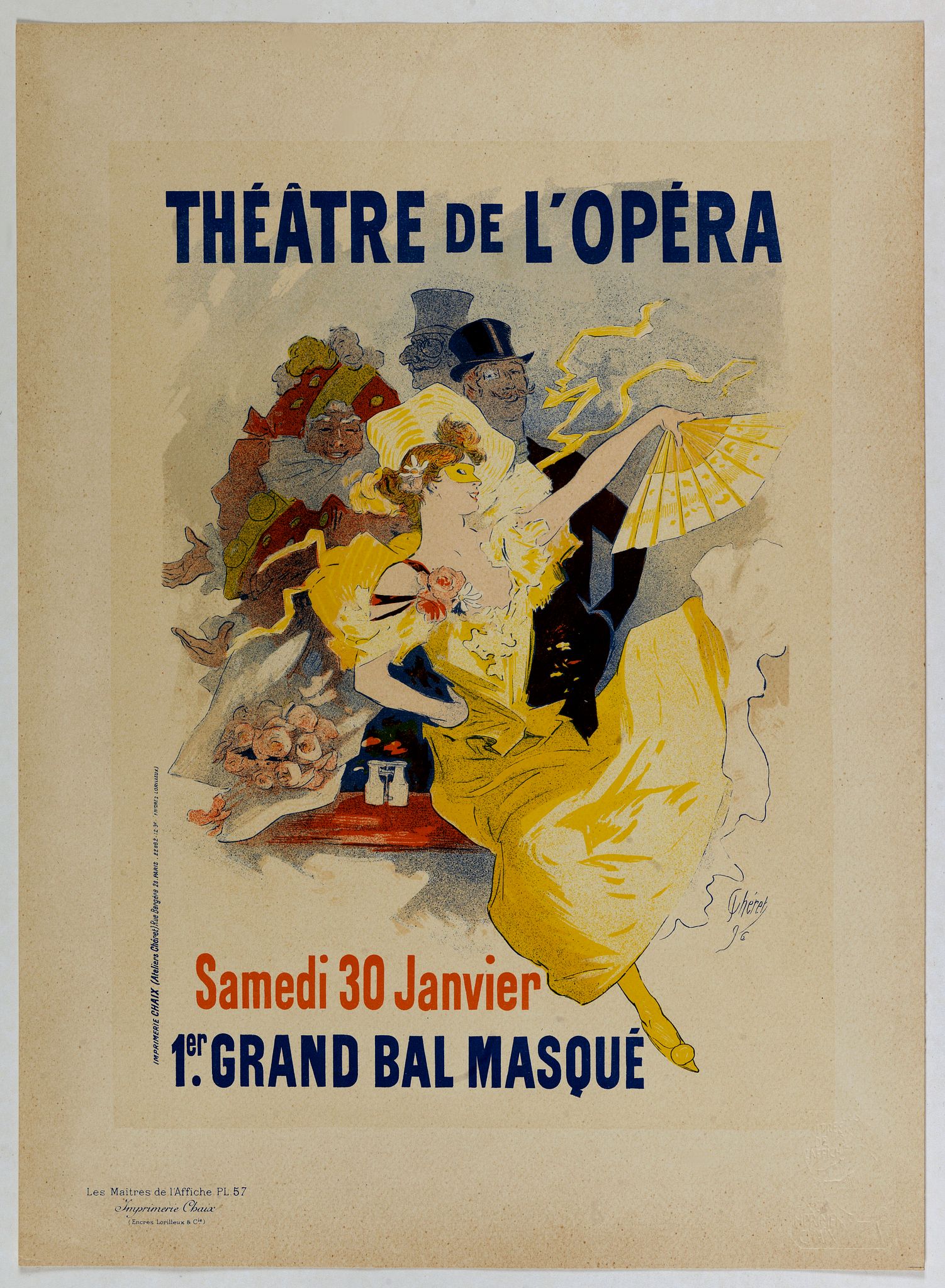 CHERET, J., Théâtre de l'Opéra., antique map, old maps