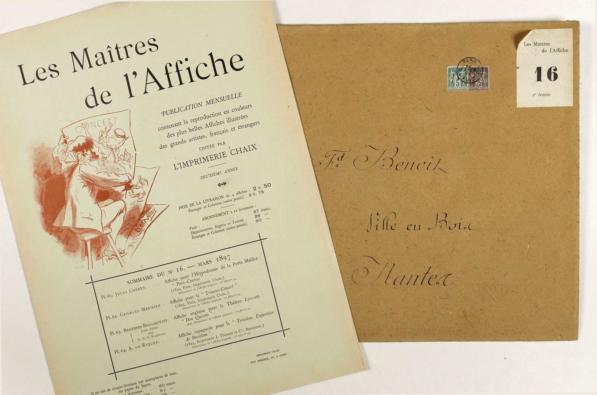 LES MAITRES DE L'AFFICHE, Sommaire du n°16 - Mars 1897, antique map, old maps