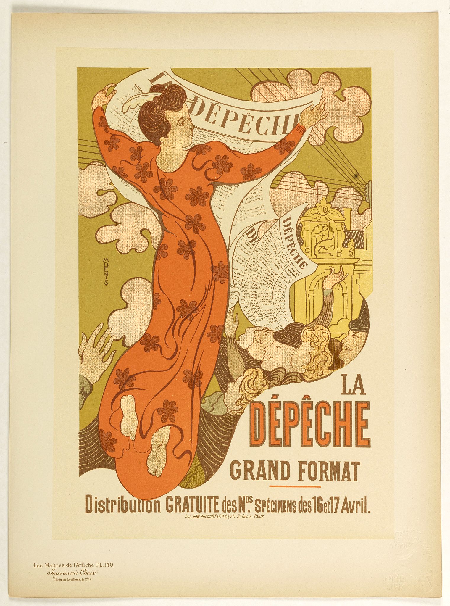 LES MAITRES DE L'AFFICHE, La Dépêche Grand Format., antique map, old maps