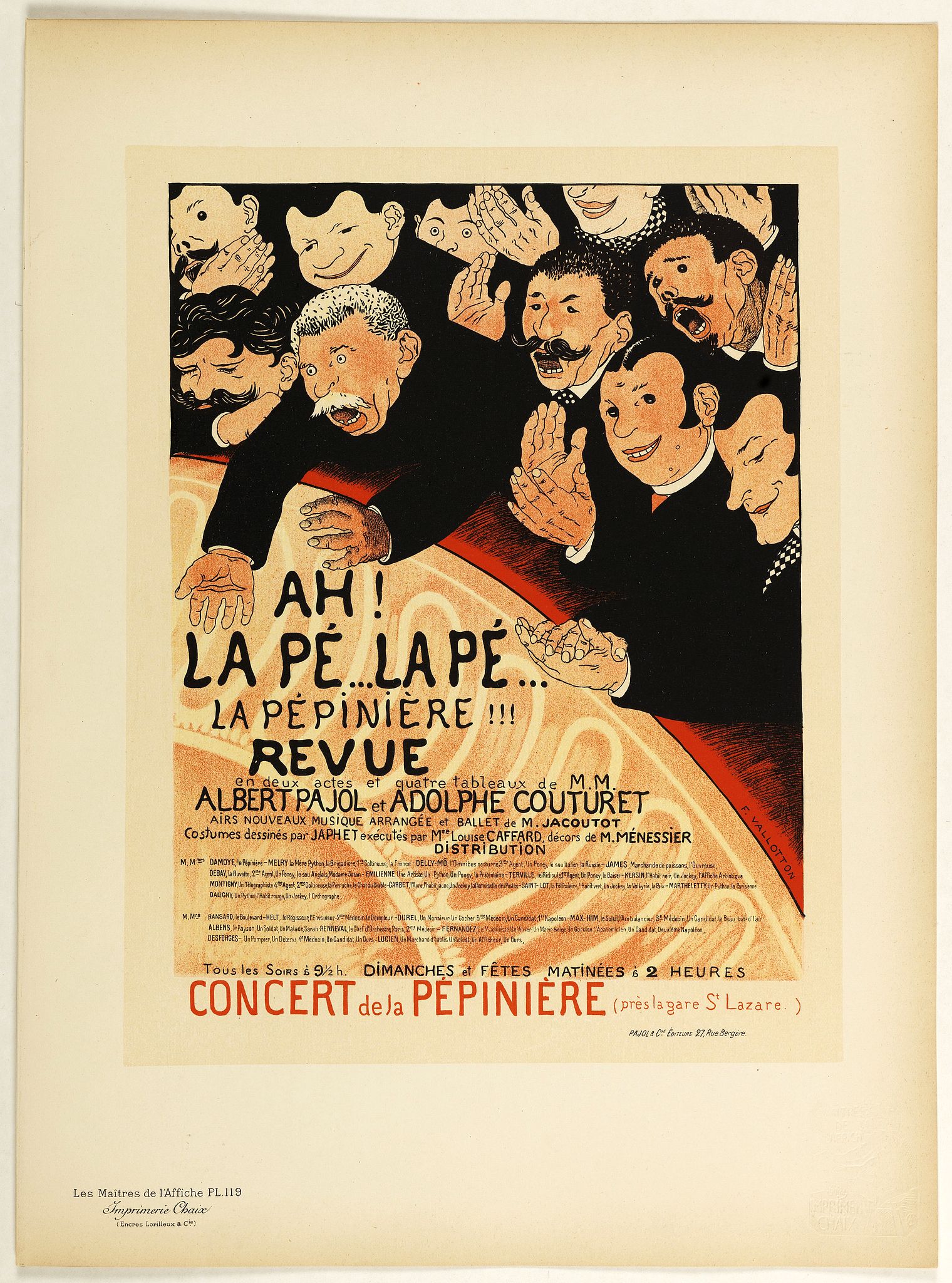 LES MAITRES DE L'AFFICHE, Ah la pé… La pé… La Pépinière Revue . . ., antique map, old maps
