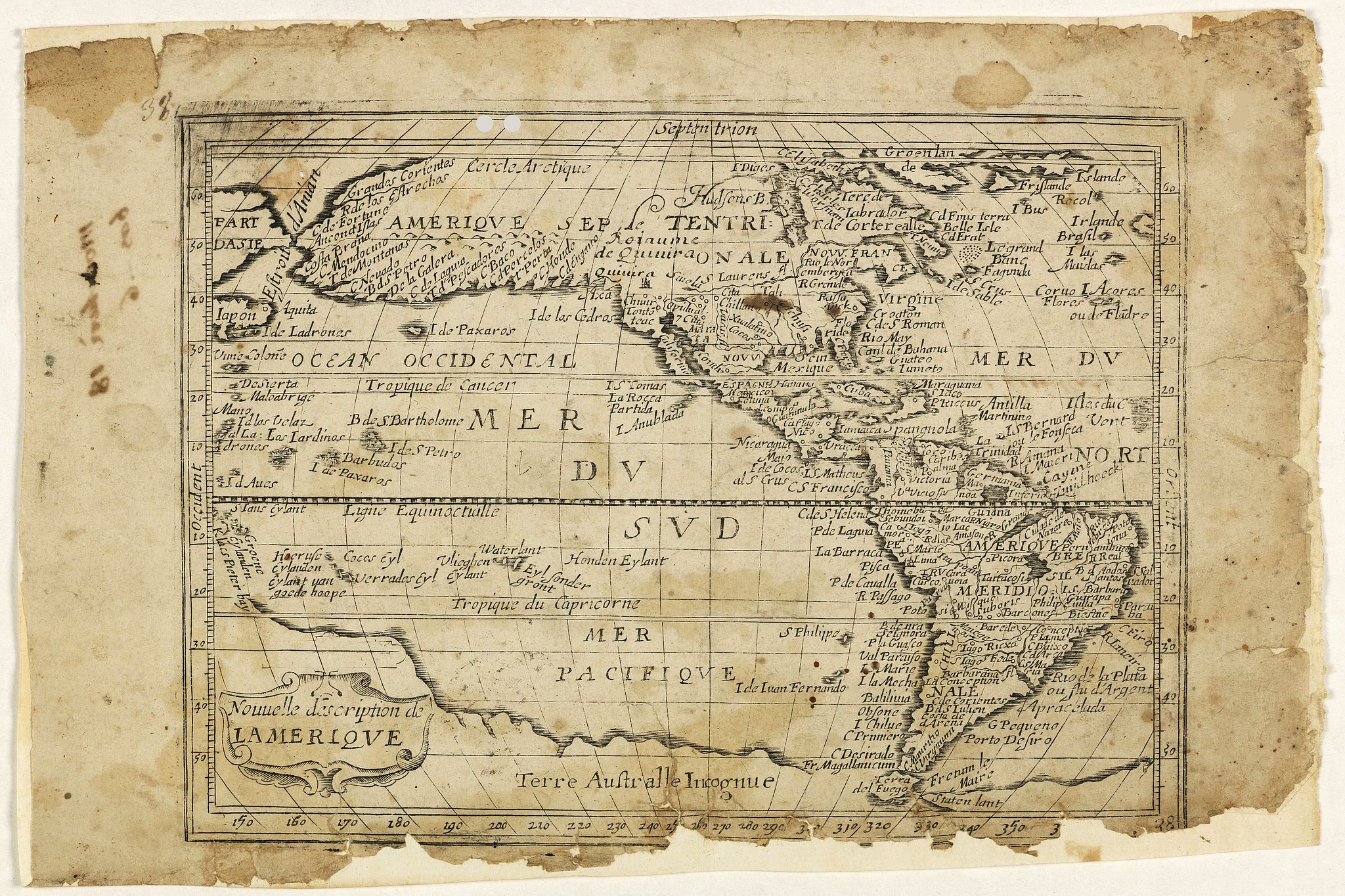 JOLLAIN, G., Nouvelle description de lamerique., antique map, old maps