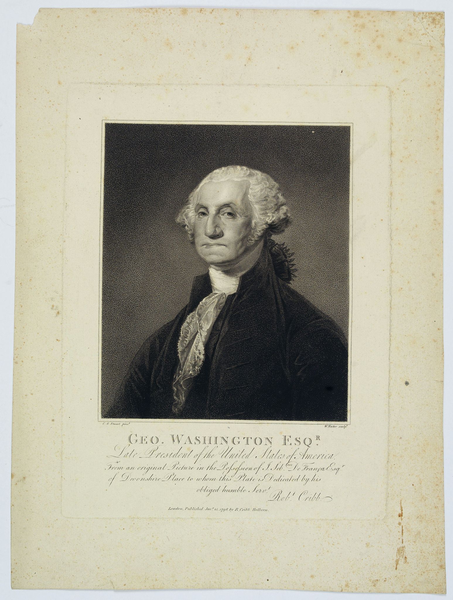 CRIBB, R., Geo. Washington Esqr., antique map, old maps