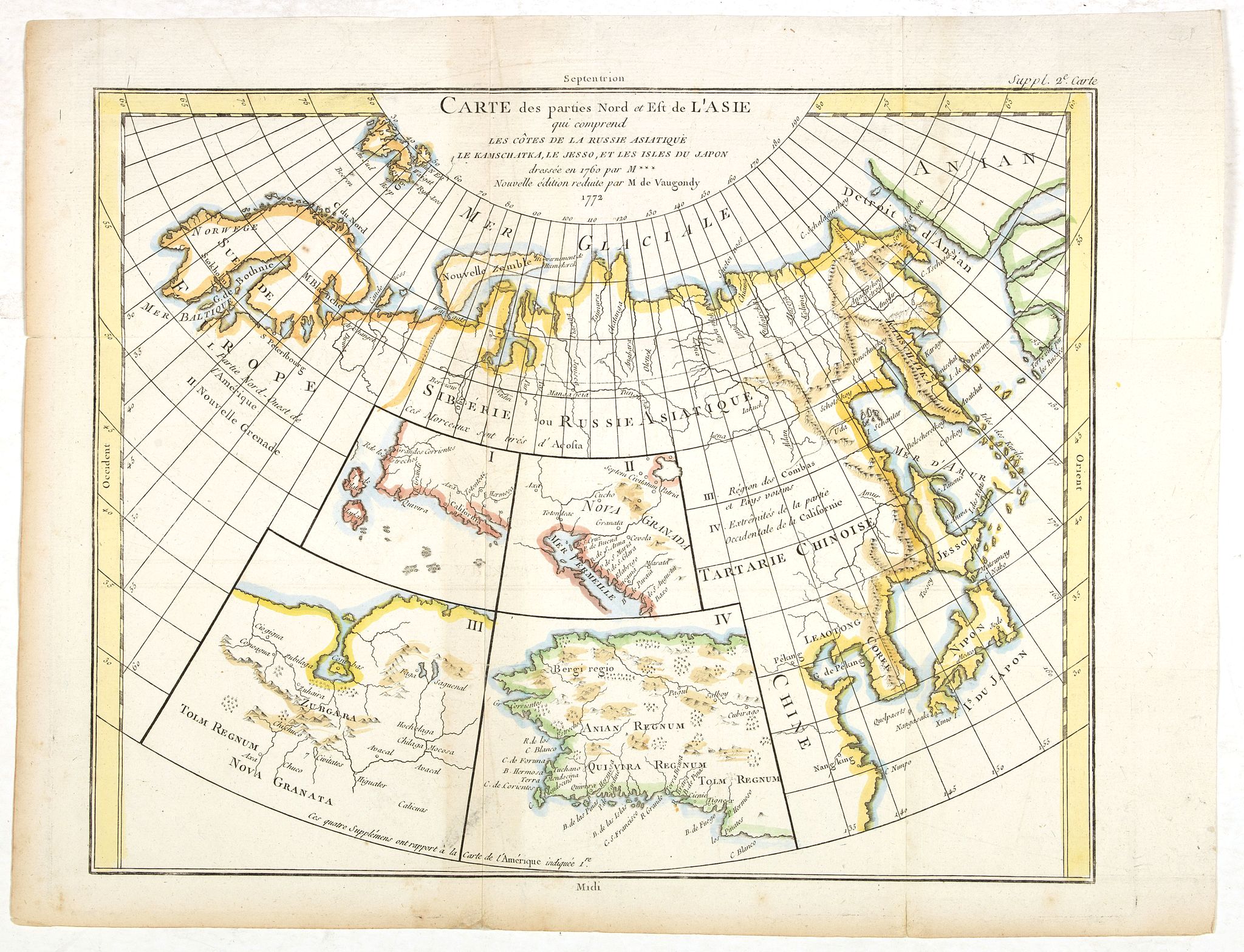 DIDEROT, D., Carte des parties Nord et Est de L'Asie. . ., antique map, old maps