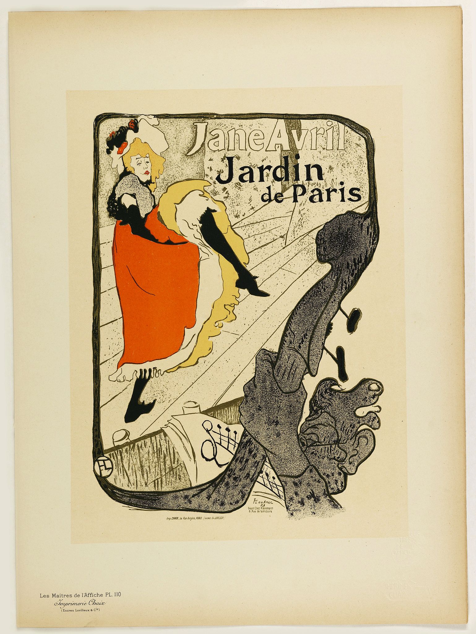 LES MAITRES DE L'AFFICHE, Jane Avril Jardin de Paris., antique map, old maps
