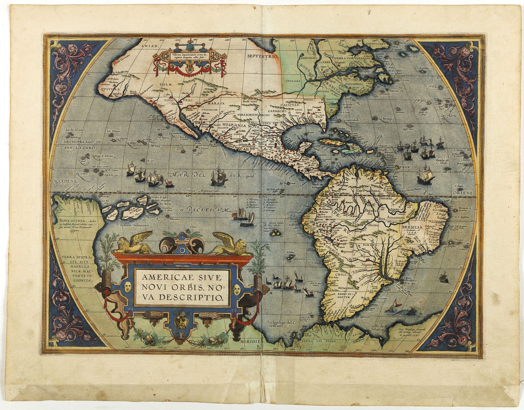 ORTELIUS, A., Americae sive novi orbis, nova descriptio., antique map, old maps