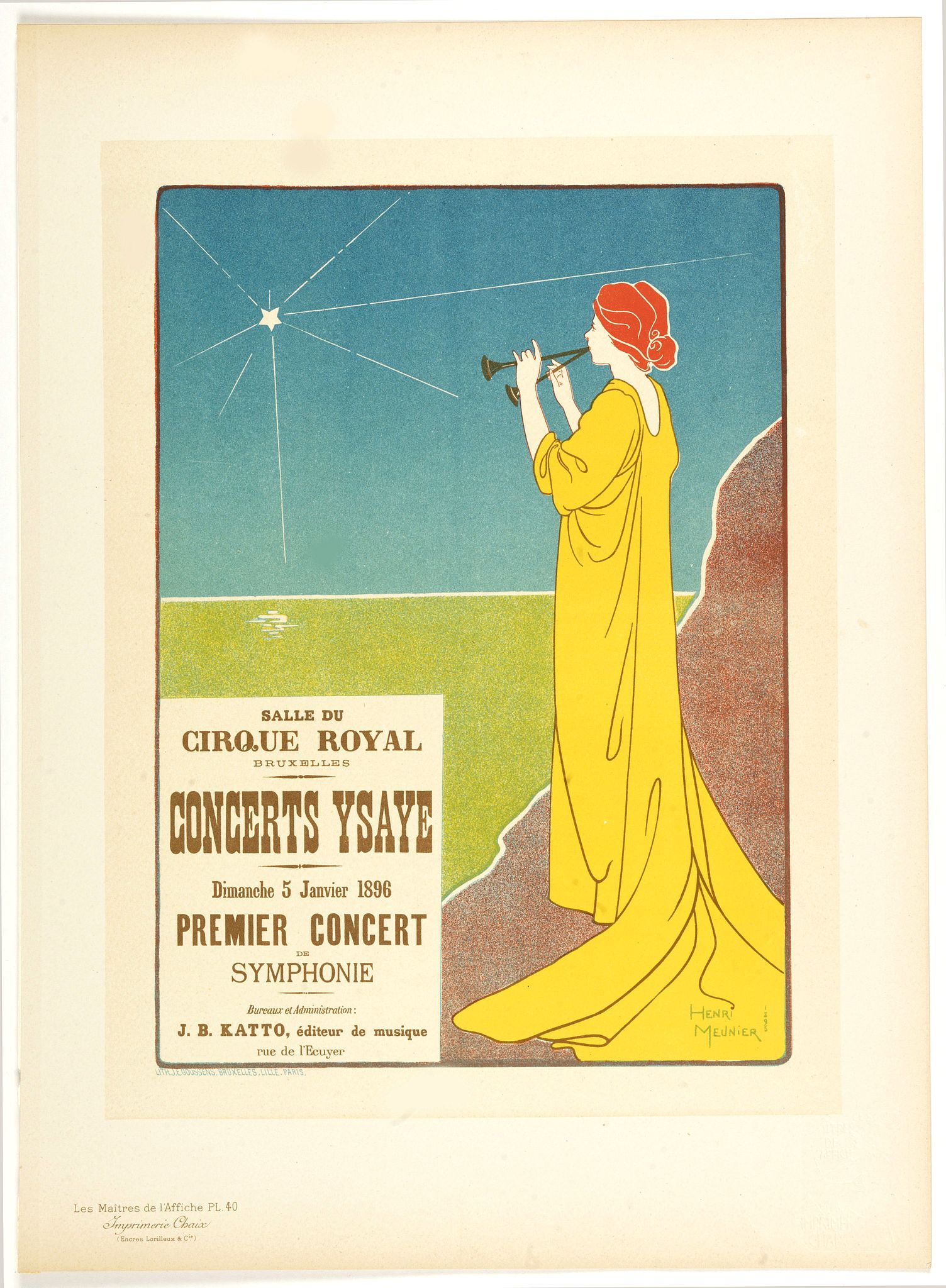 MEUNIER, H., Concerts Ysaye . . ., antique map, old maps
