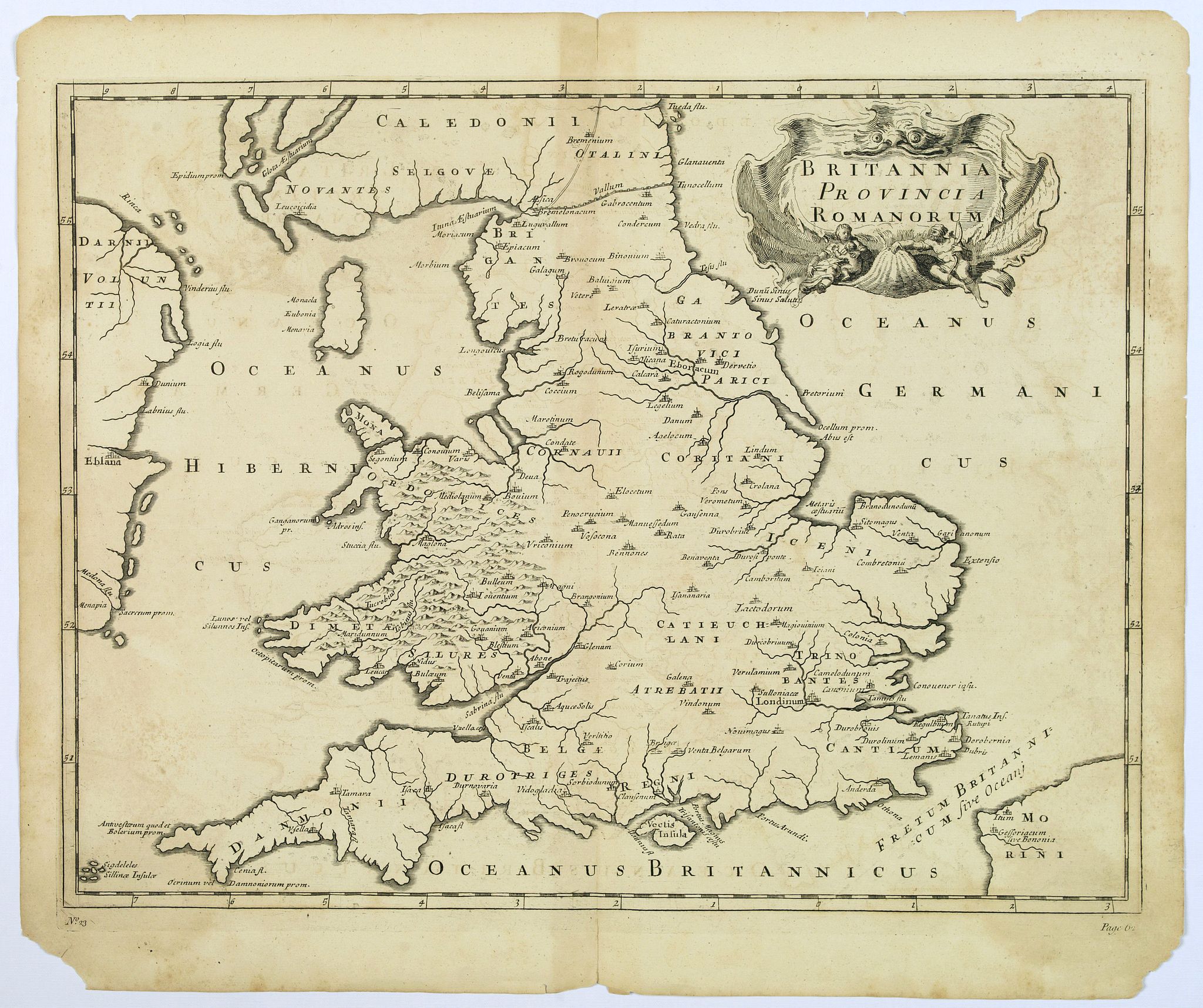 ANONYMOUS., Britannia Provincia Romanorum., antique map, old maps