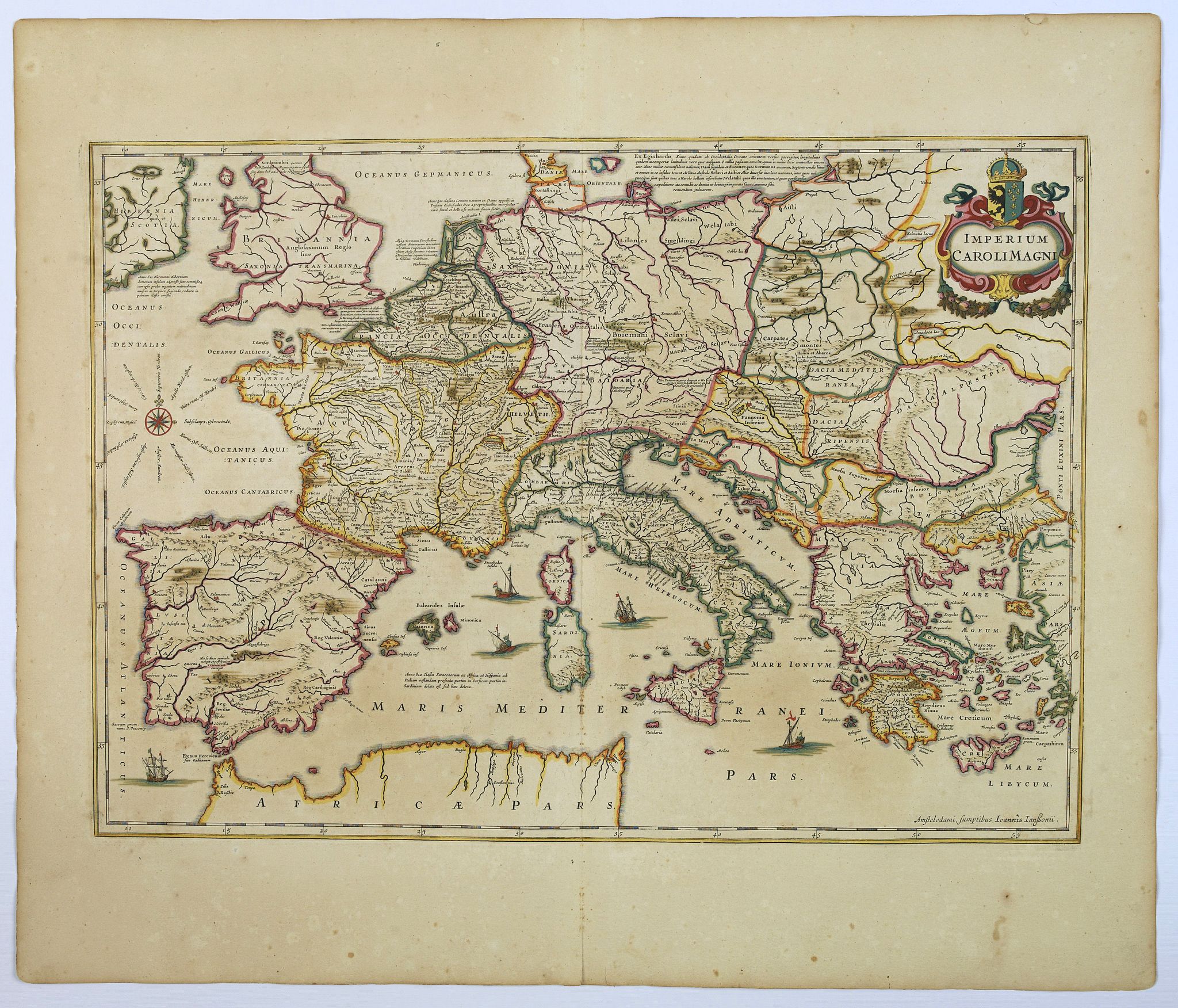 JANSSONIUS, J., Imperium Caroli Magni., antique map, old maps