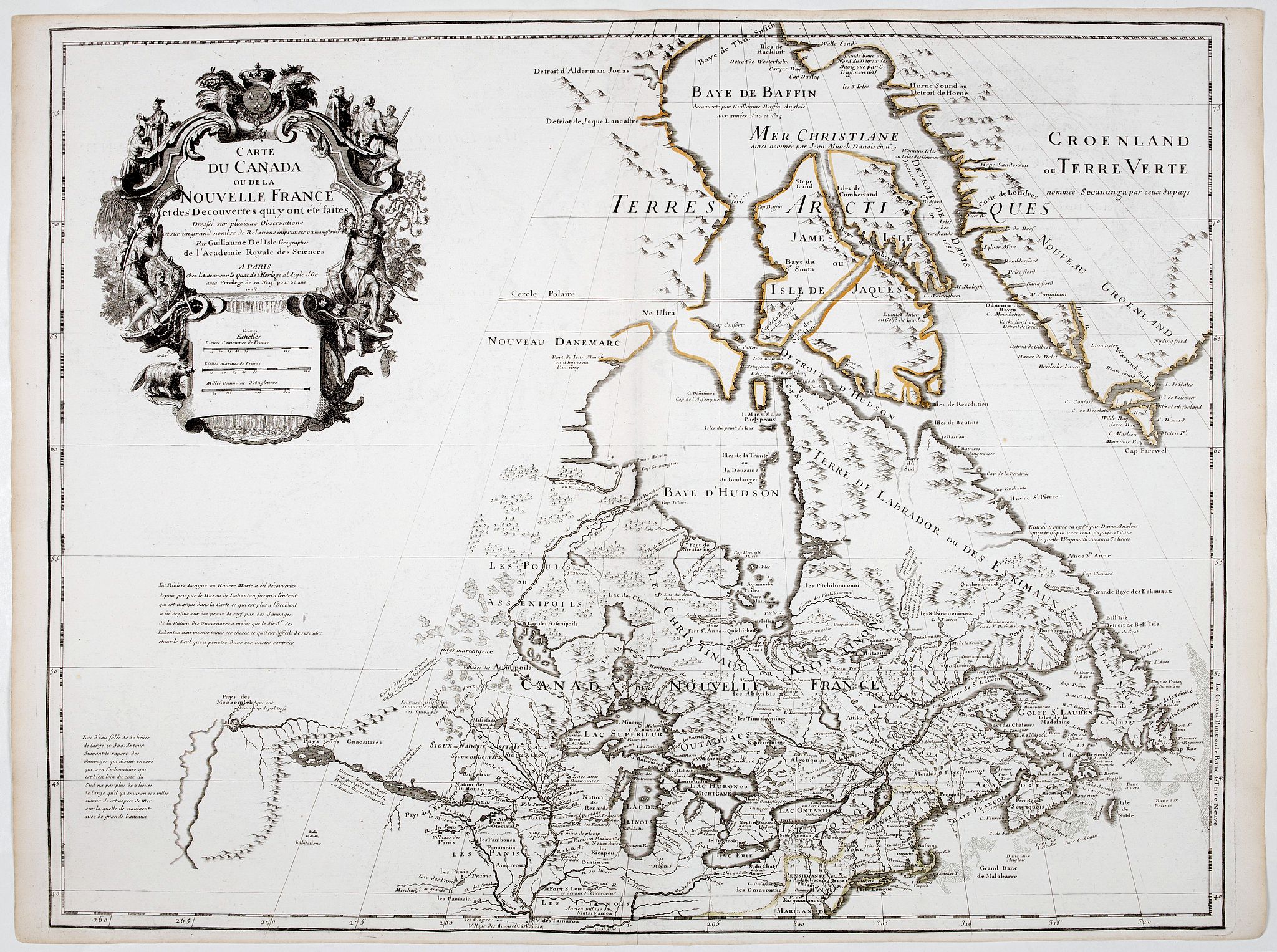 DE L'ISLE, G., Carte du Canada ou de la Nouvelle France., antique map, old maps