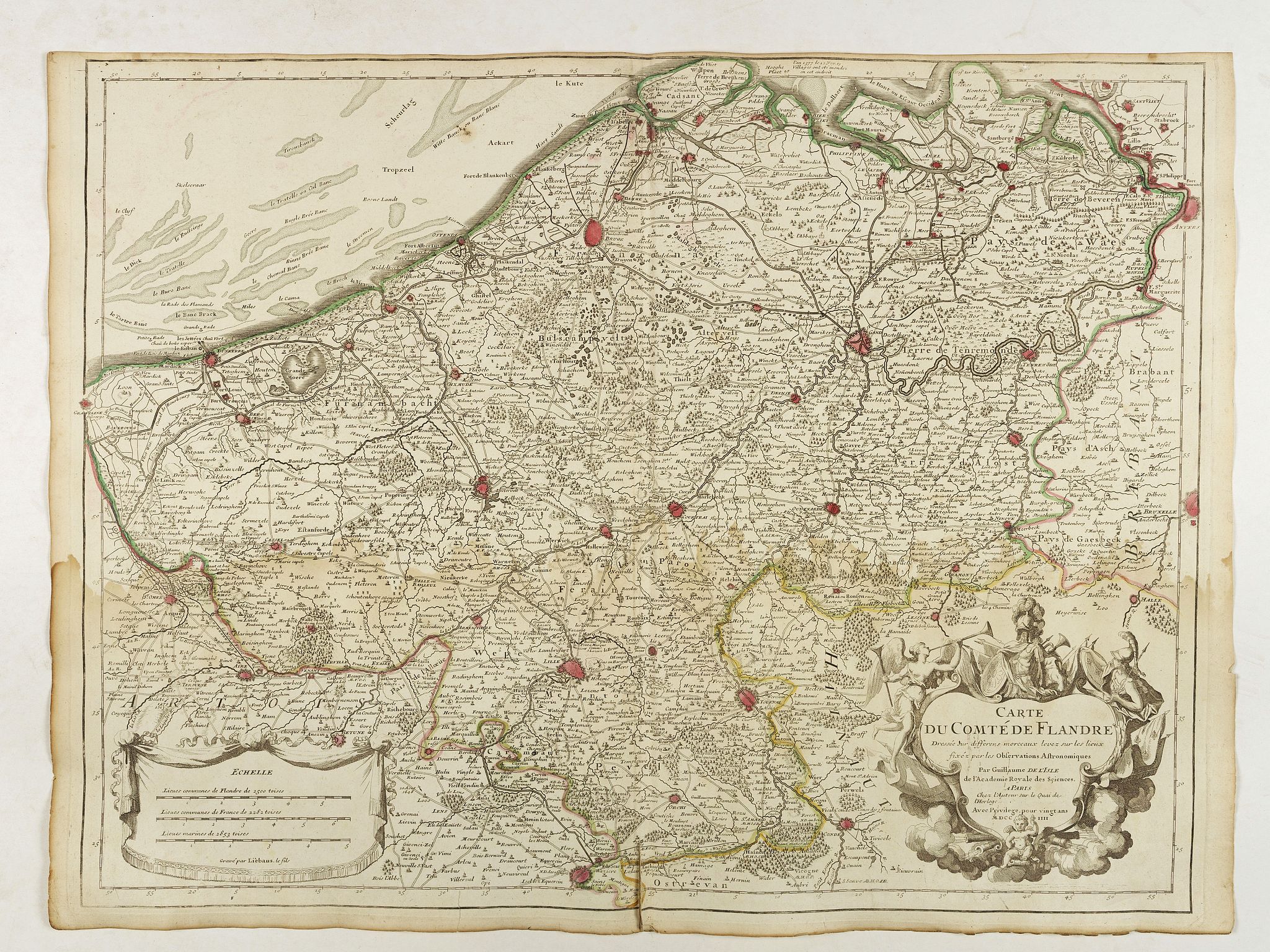 DE L'ISLE, G., Carte du Comté de Flandre. . ., antique map, old maps